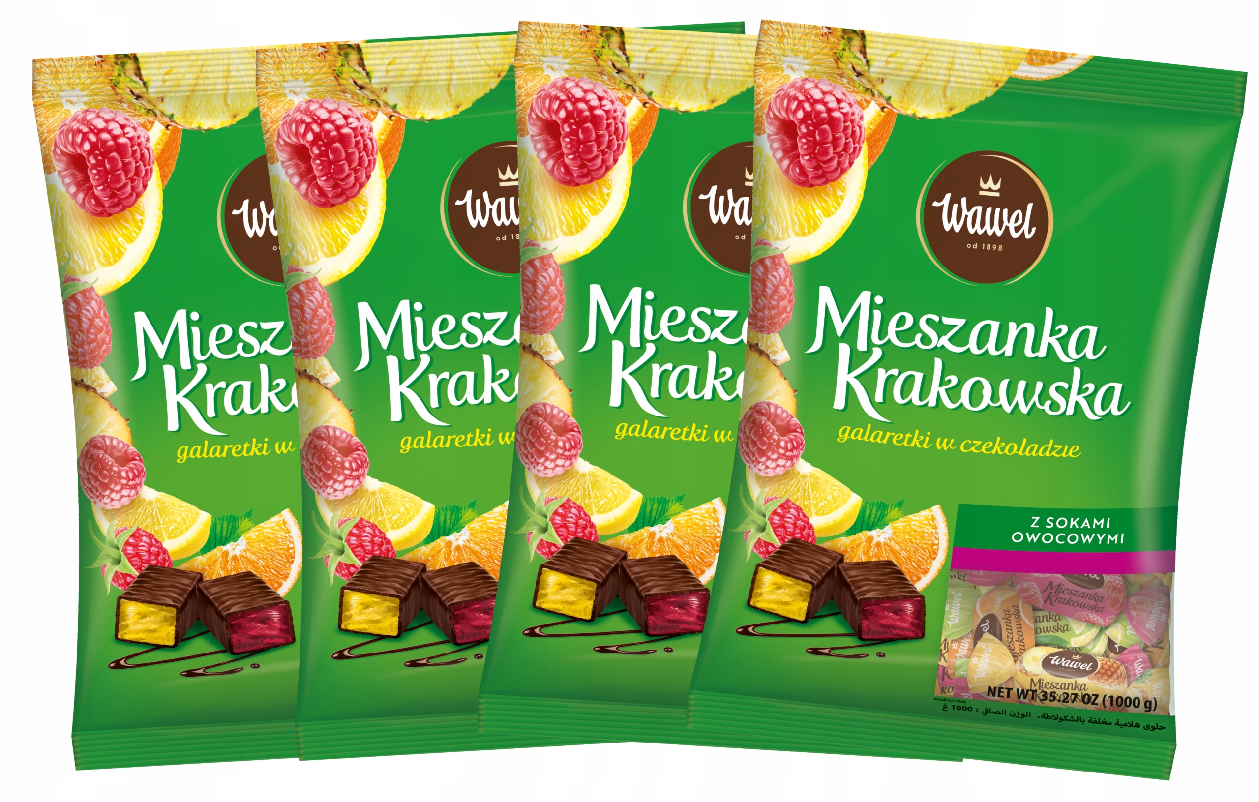 Cukierki Galaretki w czekoladzie owocowe Mieszanka Krakowska Wawel 1kg 4szt
