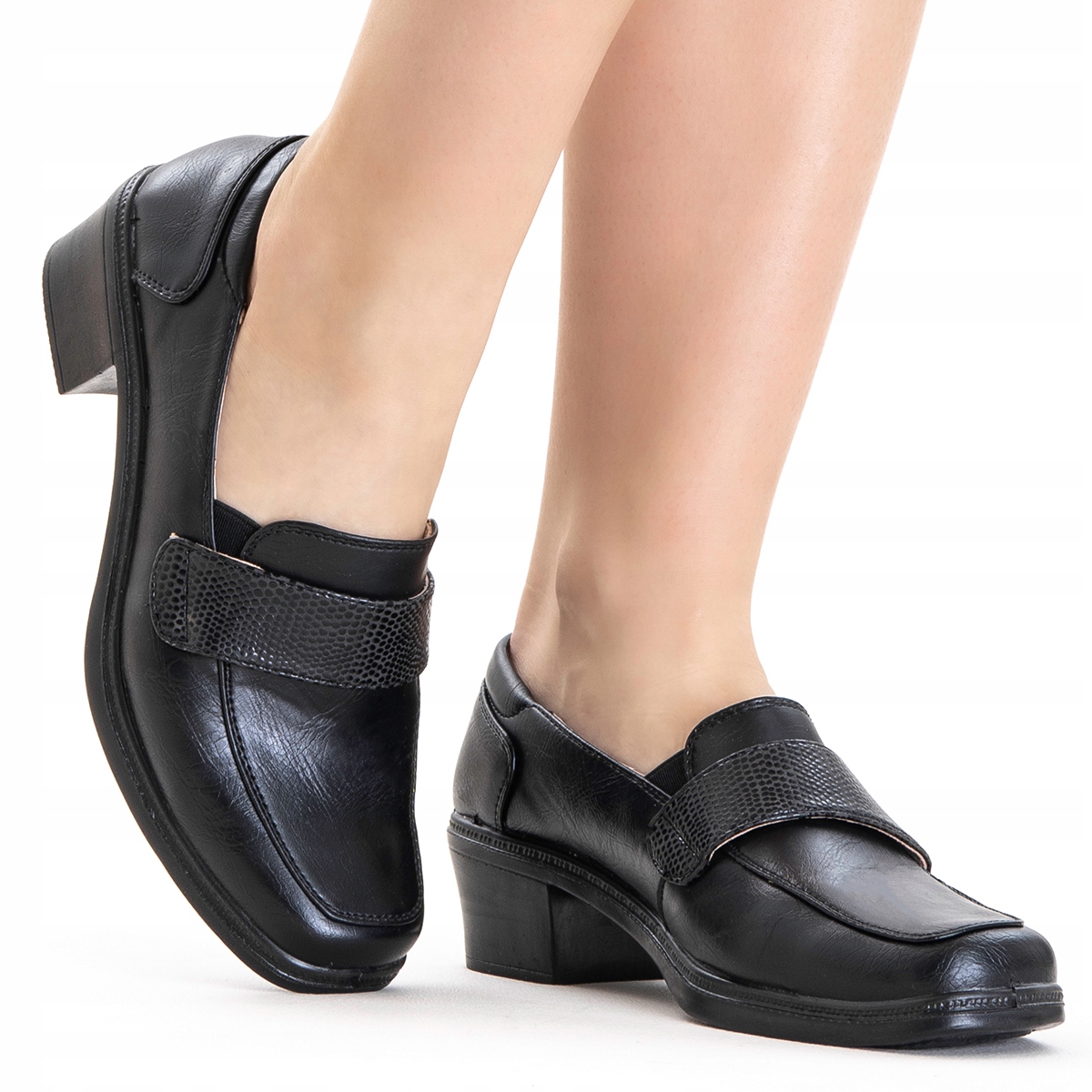 Dámské polobotky černé vnitřní kůže s manžetami Pohodlné klasické Wojtyłko 37