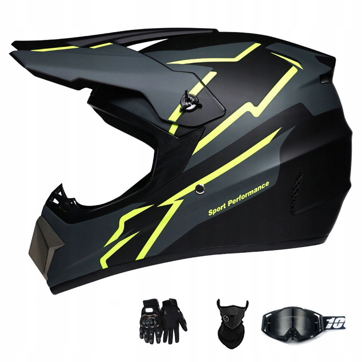 Motocyklová Přilba Crossová Lehká Enduro Quada Brýle Rukavice Maska L