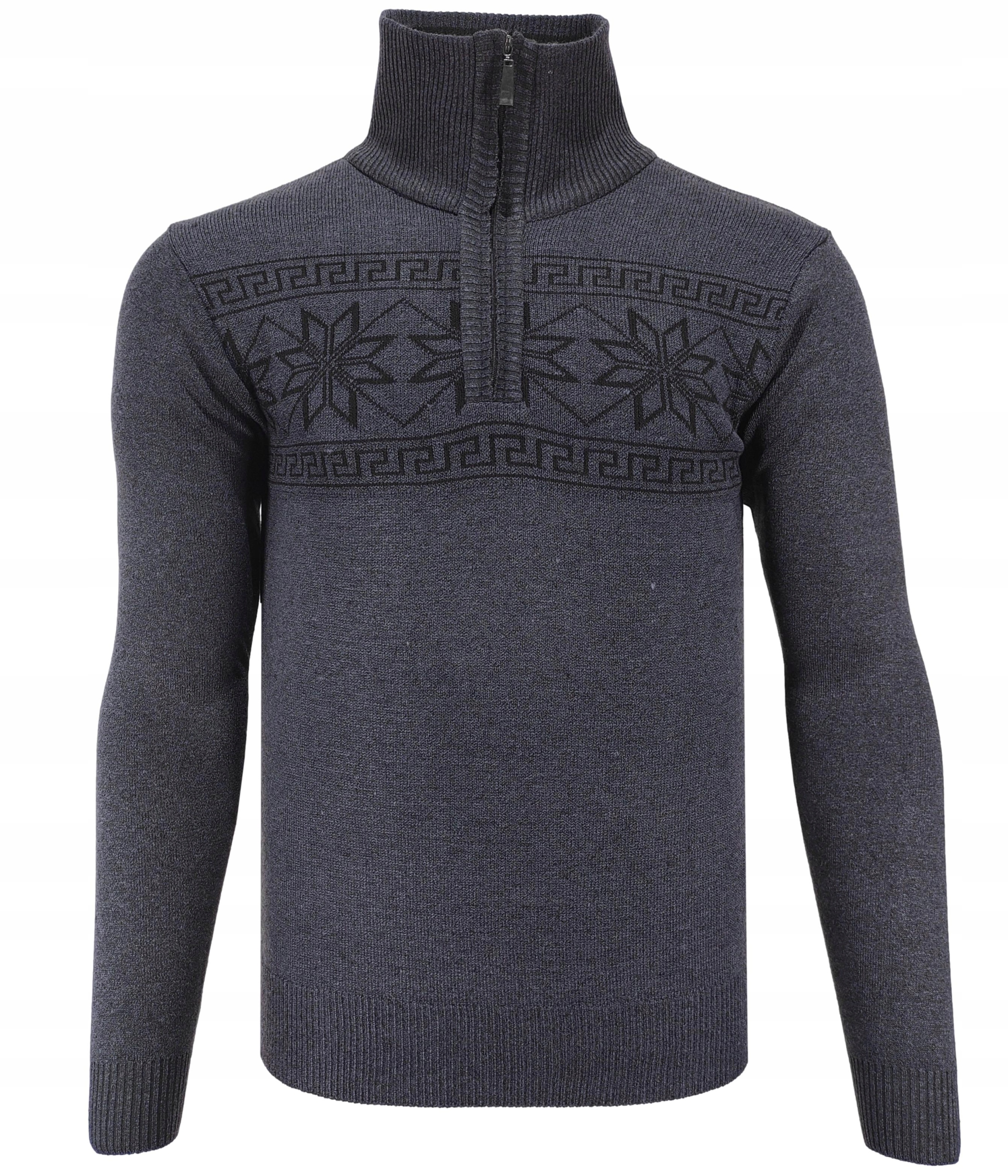 Sweter męski z dodatkiem wełny stalowy G82 r. XXL