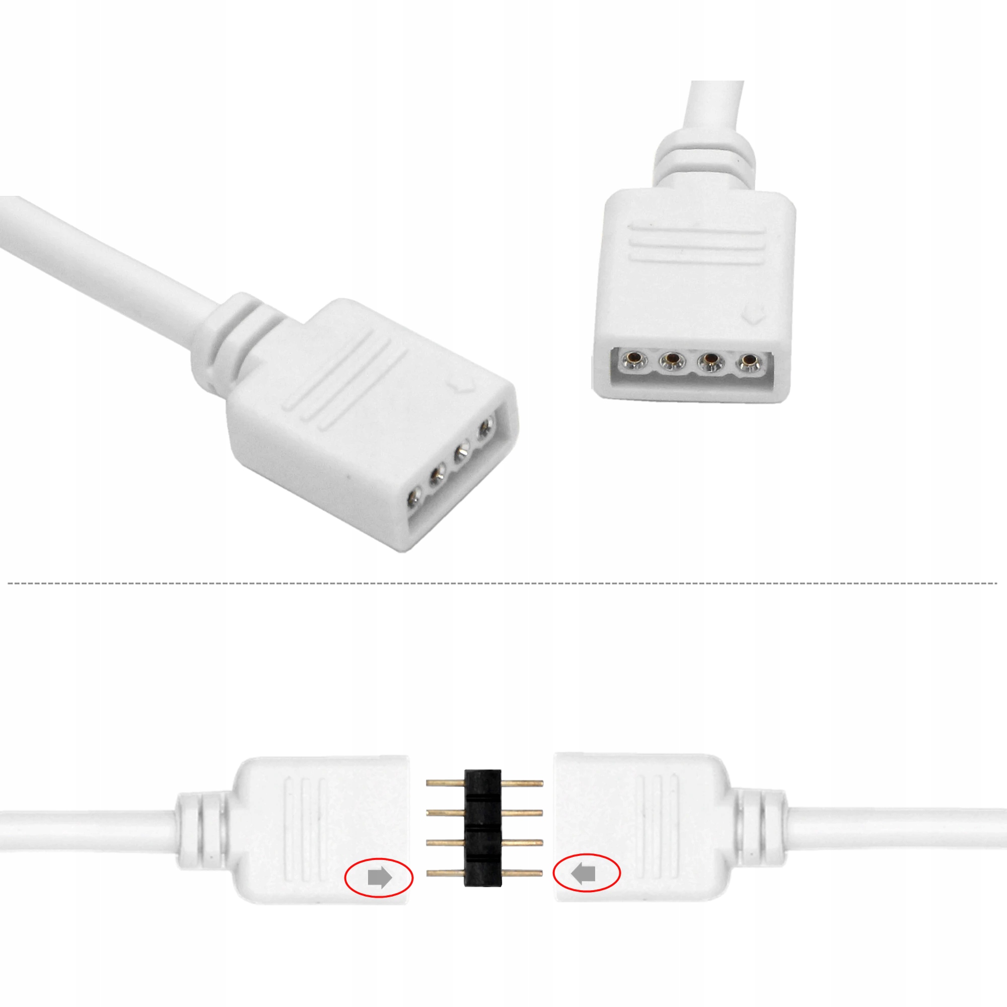 PRZEDŁUŻACZ DO TASMY LED RGB 4PIN KABEL 1m Długość 1 m