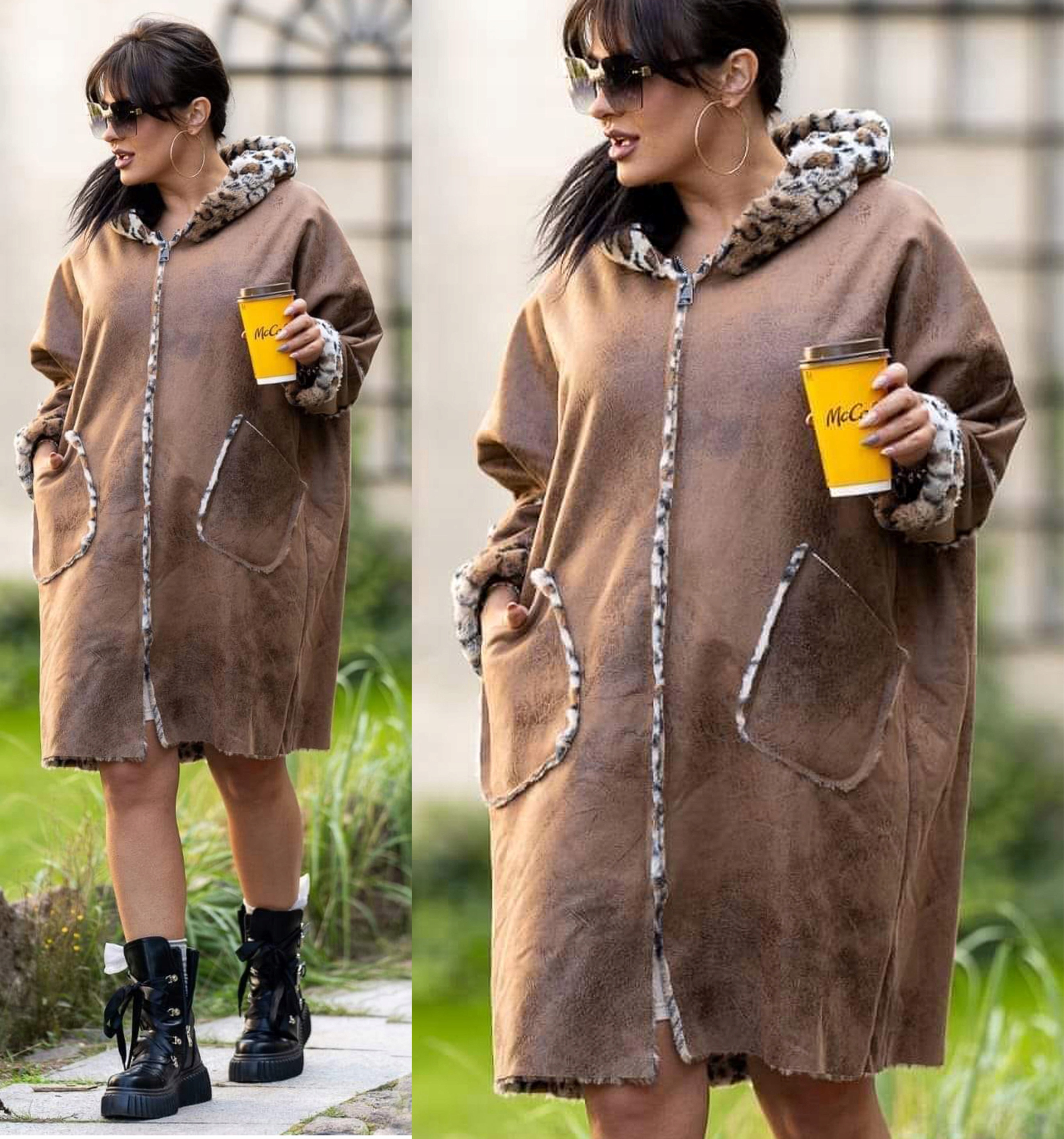 Włoski kożuszek Plus Size Oversize panterka XXXXL 4XL / 5XL