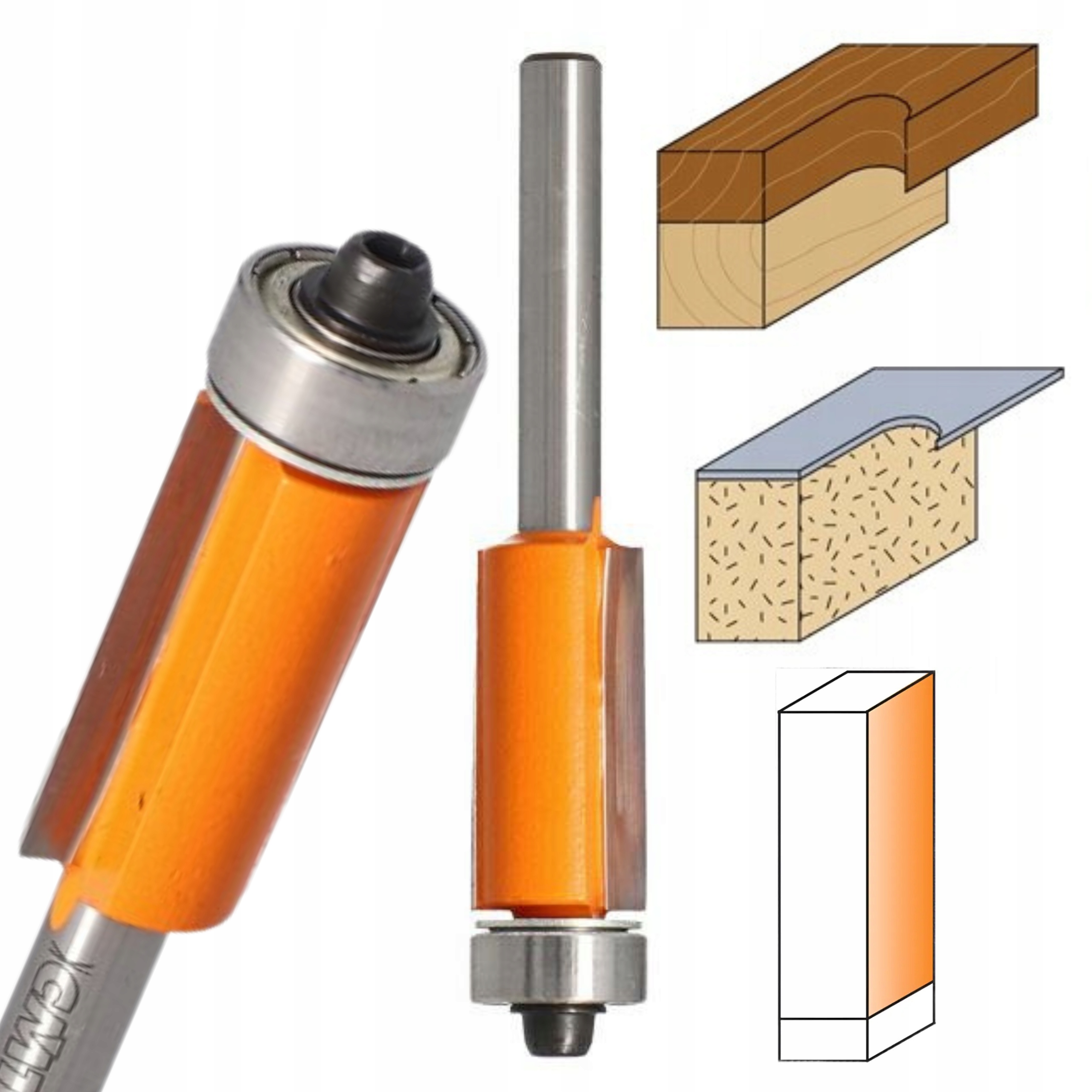 Frez prosty z łożyskiem dolnym I=25,4 D=6,35 S=6 Cmt 706.064.11 do drewna