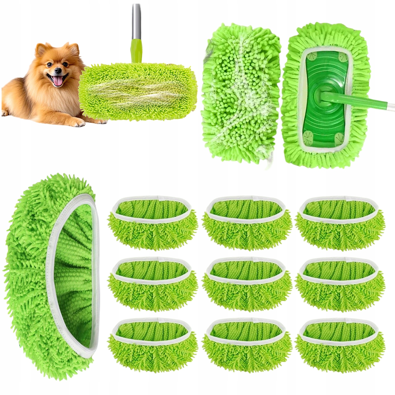 Levně Ploché Vyměnitelné Utěrky 10 Kusů 25.4 X 11.5 CM Žlutozelené