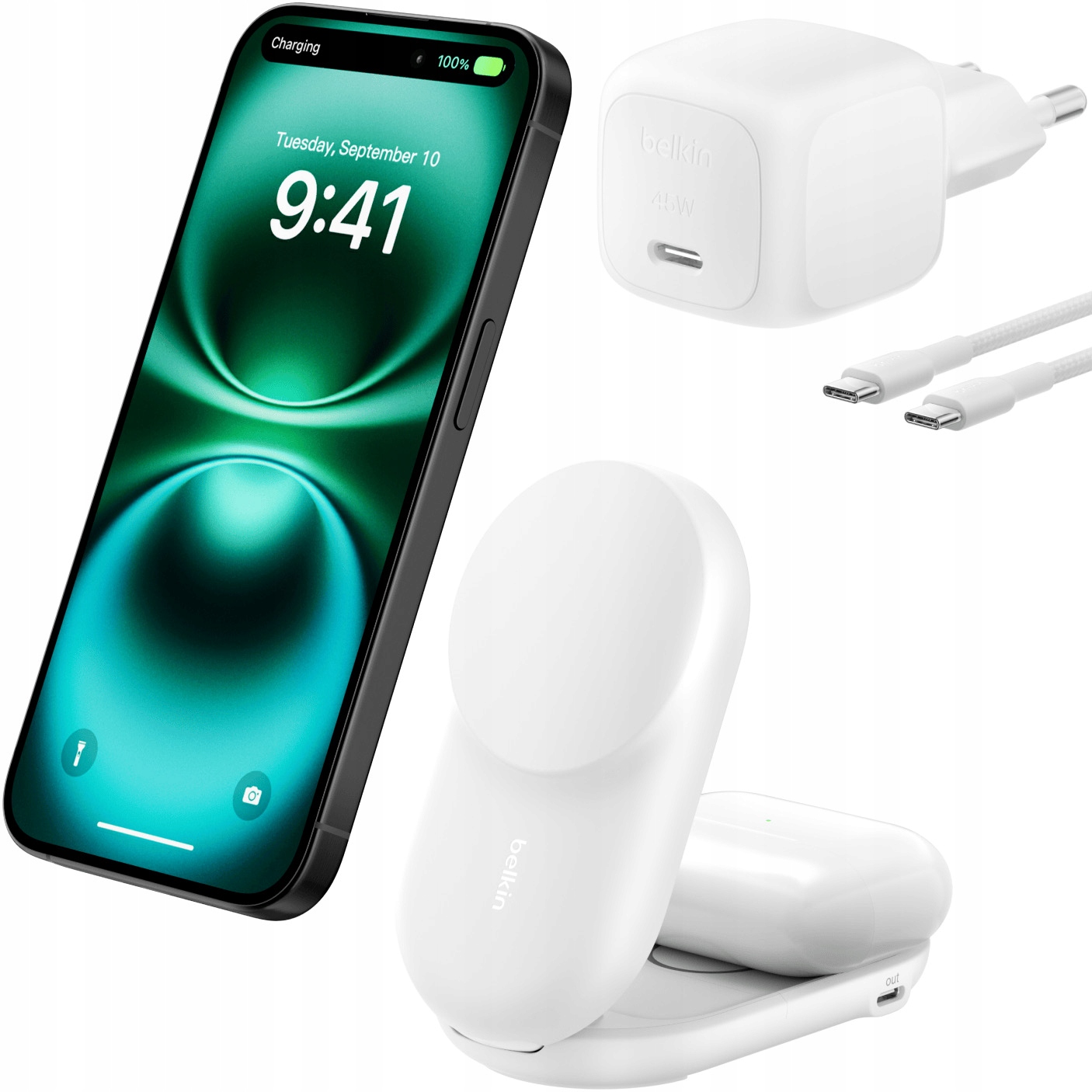 Belkin Ładowarka indukcyjna do iPhone, do MagSafe, Qi2.2 25W rozkładana 2w1