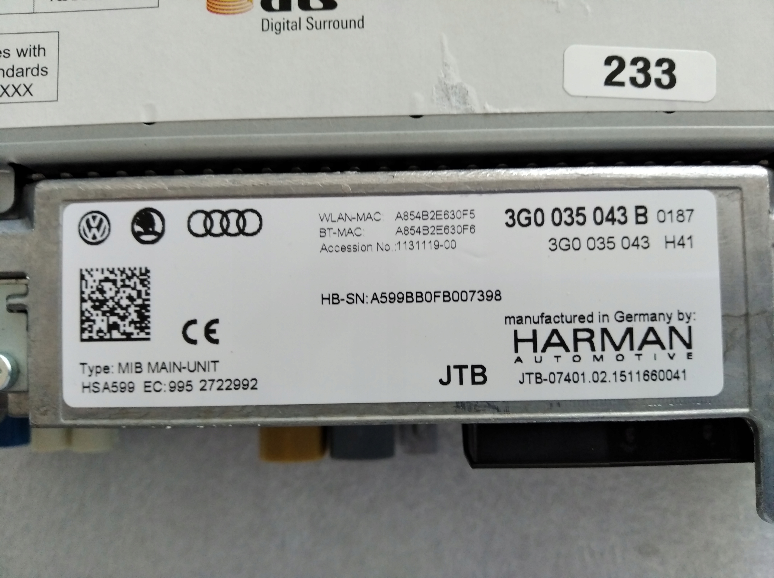 volkswagen oe 3G0035043B 5G0919606