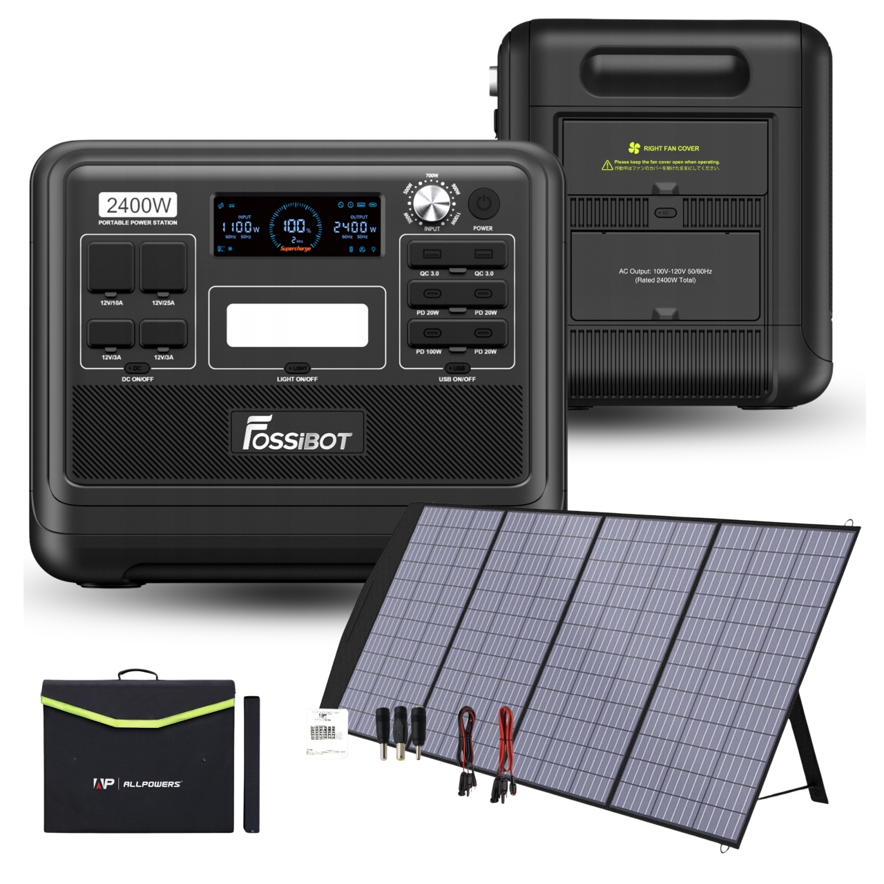 Solární sada Fossibot F2400 2400 W Vrchol 4800 W 2048 Wh Solární panel 200 W