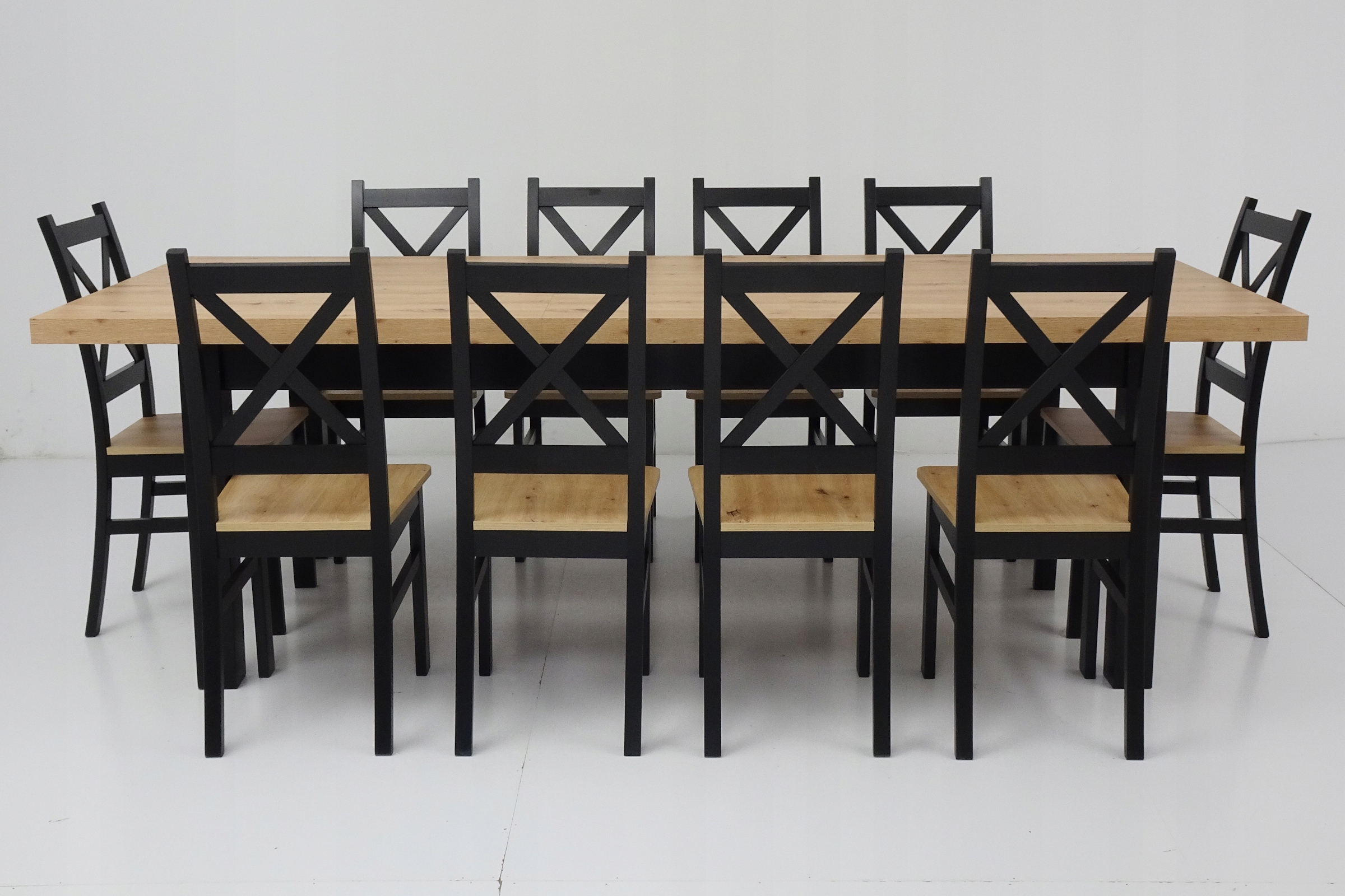 Zestaw Stół drewniany i 10 krzeseł ARTISAN / CRAFT Szerokość stołu 90 cm