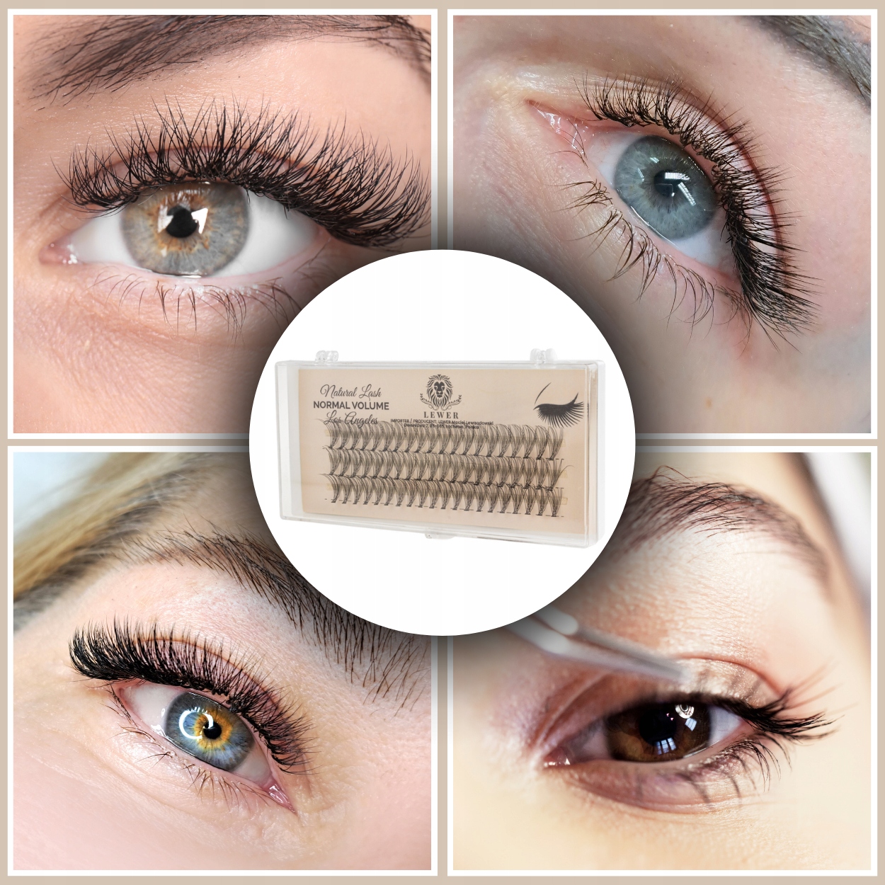 KĘPKI RZĘSY EYELASH Lewer Los Angeles Normal VOLUME 12mm NATURALNE JEDWABNE Marka Lewer