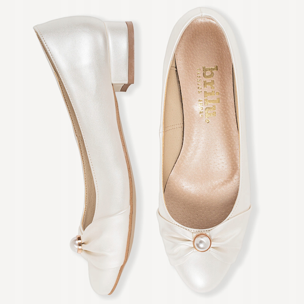 BRILU ŚLUBNE PERŁOWE BALERINKI Z PEREŁKĄ IVORY 38 Płeć kobieta