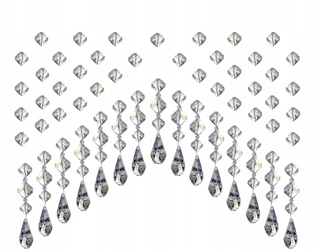 Bohatá Záclona křišťály korálky těstoviny 160 cm