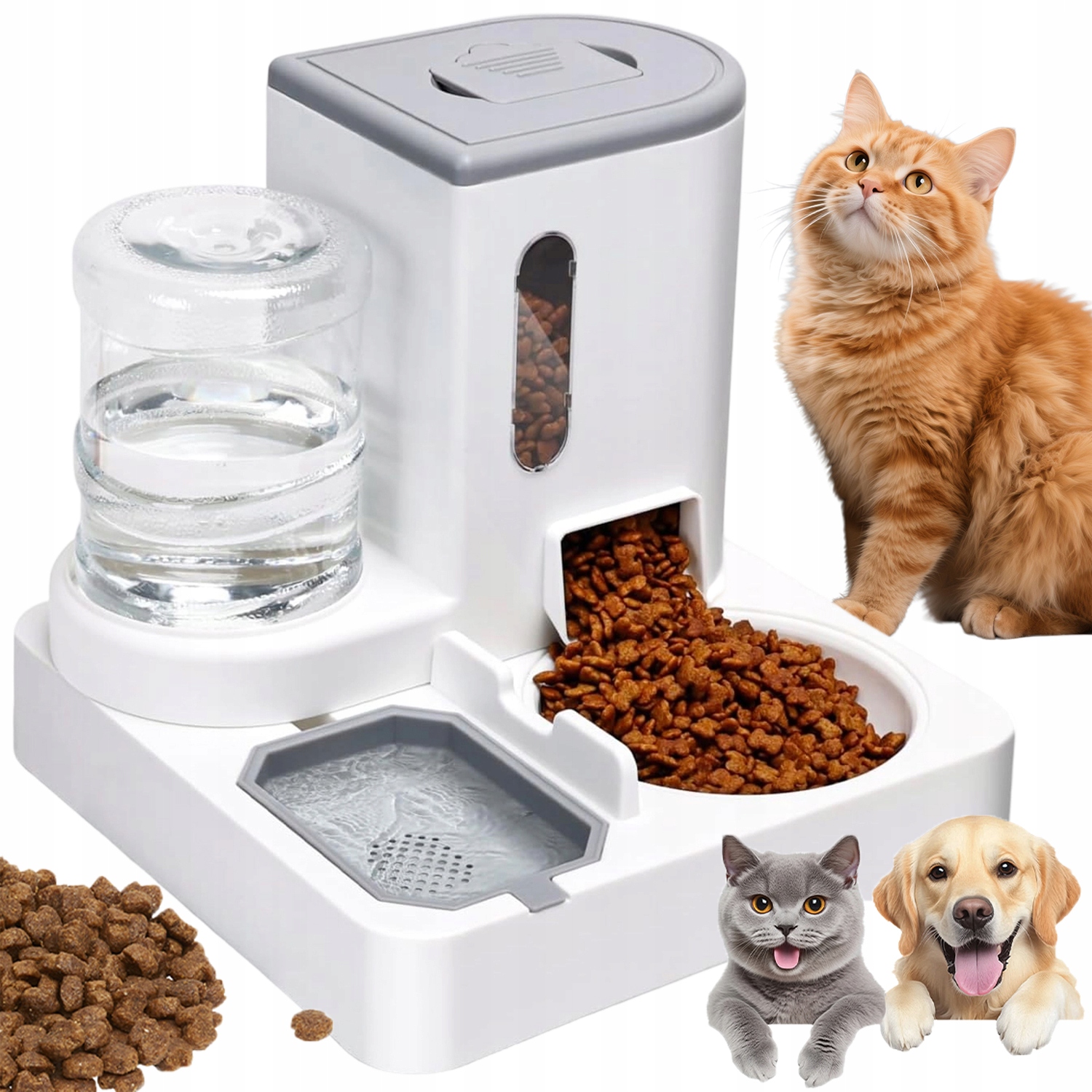 Levně Dávkovač Automatický Na Krmivo A Vodu Pro Psy A Kočky 2.2L+1L
