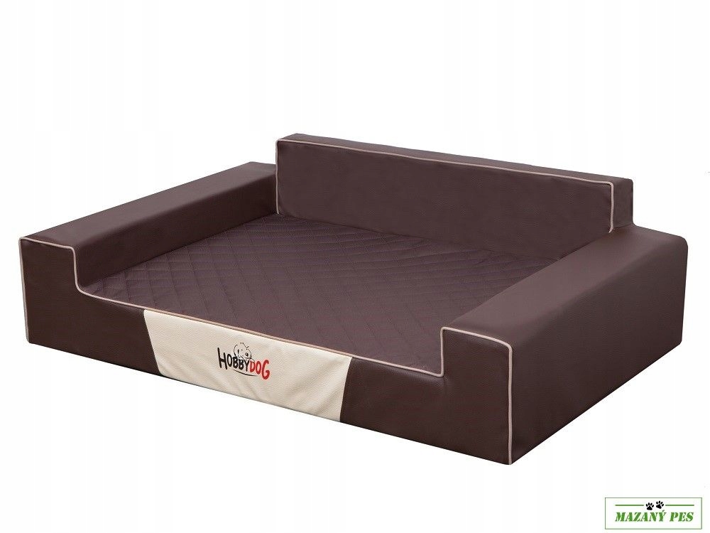 Levně Hobby Dog Pelíšek pro psa Glamour hnědý s béžovým lemem Velikost L 84 x 6