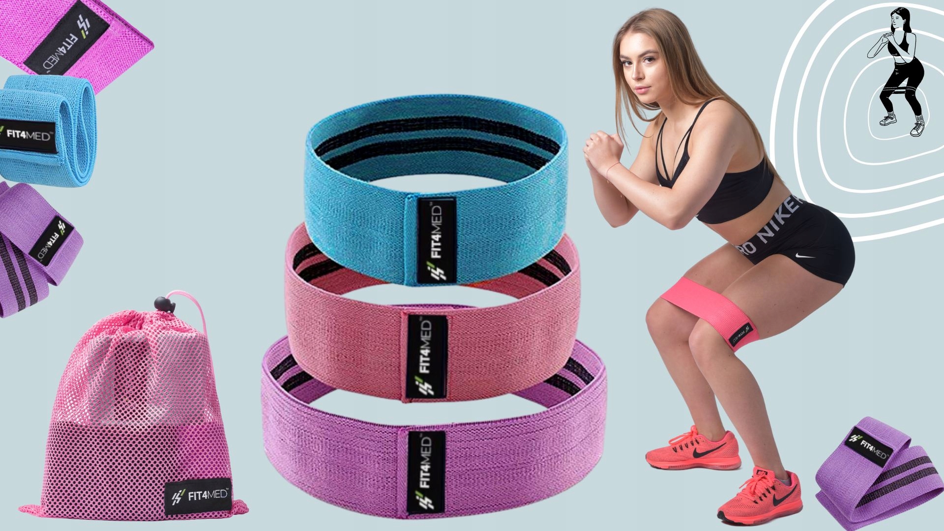 ZESTAW 3 GUM ĆWICZEŃ HIP BAND FITNESS CROSSFITHIP Rodzaj guma