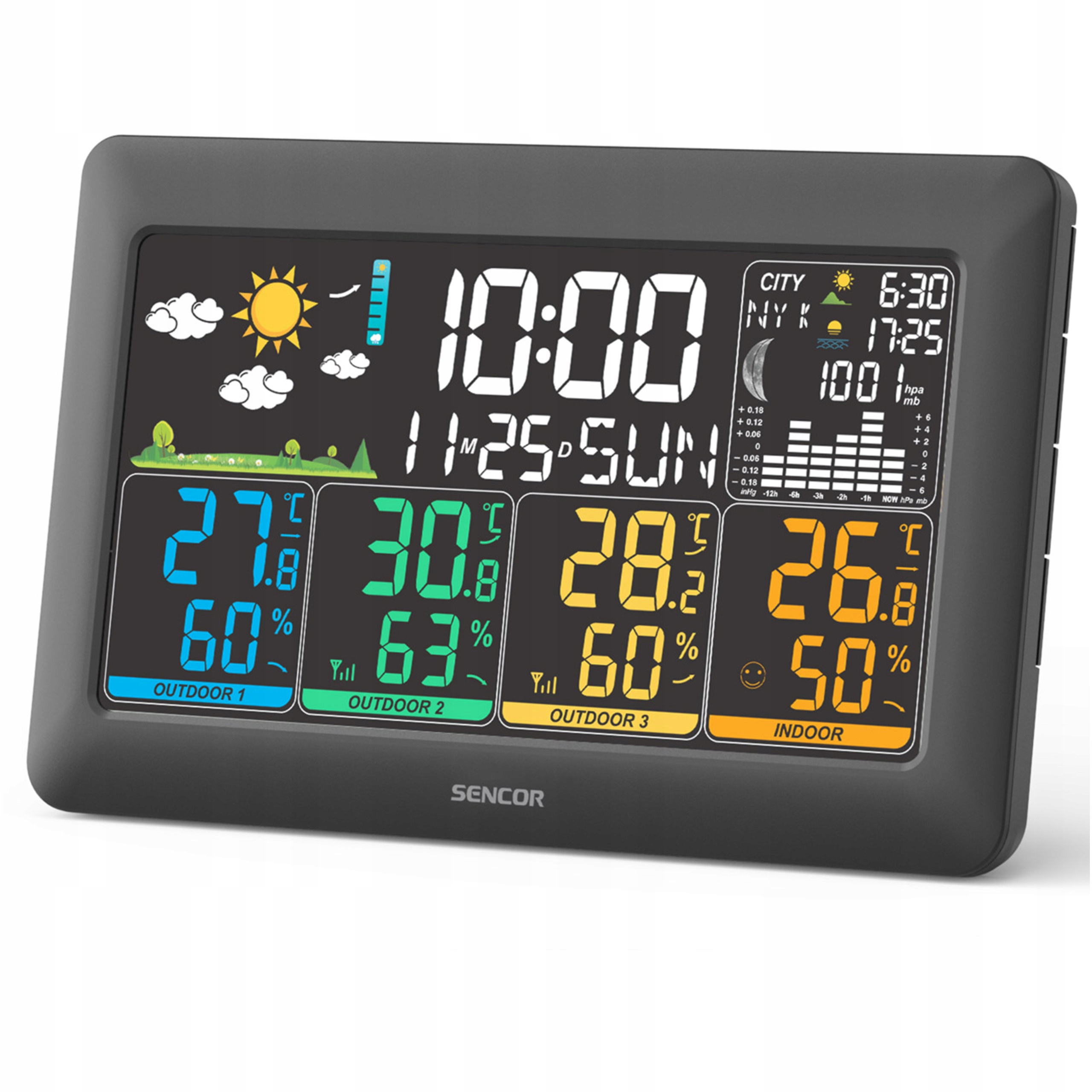 Stacja Pogodowa Sencor Sws 6300 Budzik Drzemka Faza Księżyca 3 Czujniki