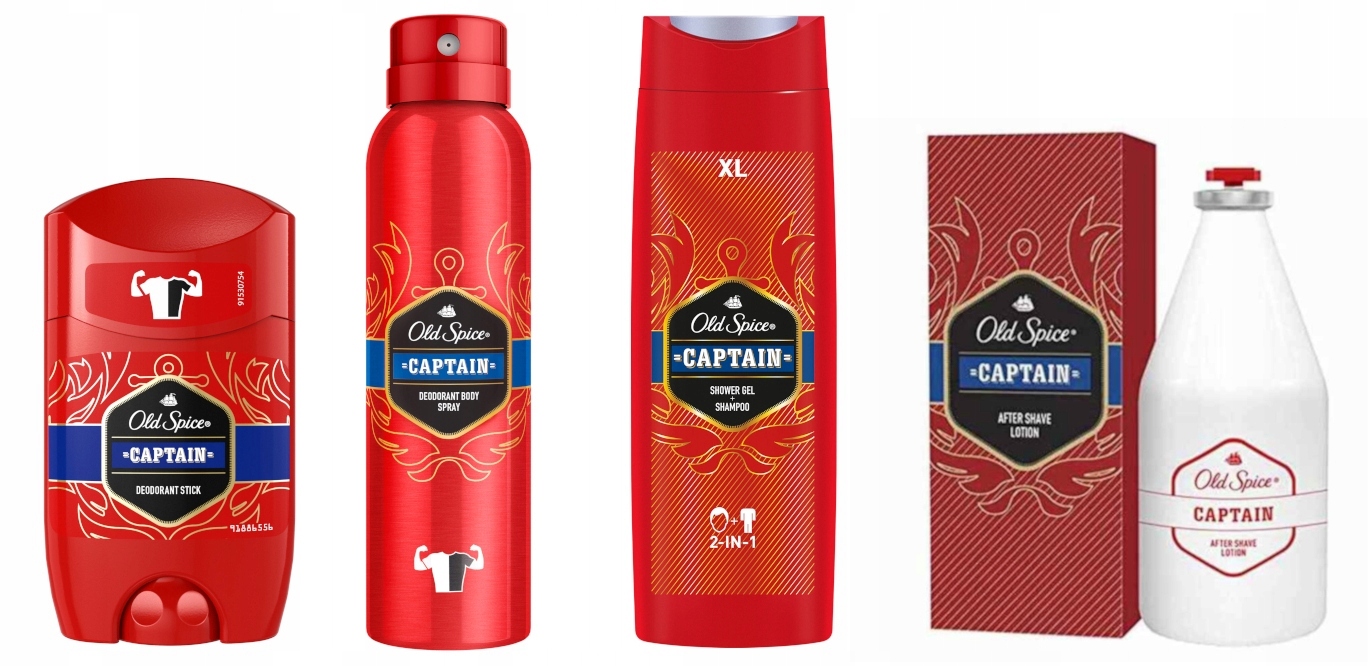 OLD SPICE CAPTAIN ZESTAW A/S 100ml + SZTYFT 50ml + SPRAY 150ml + ŻEL 400ml