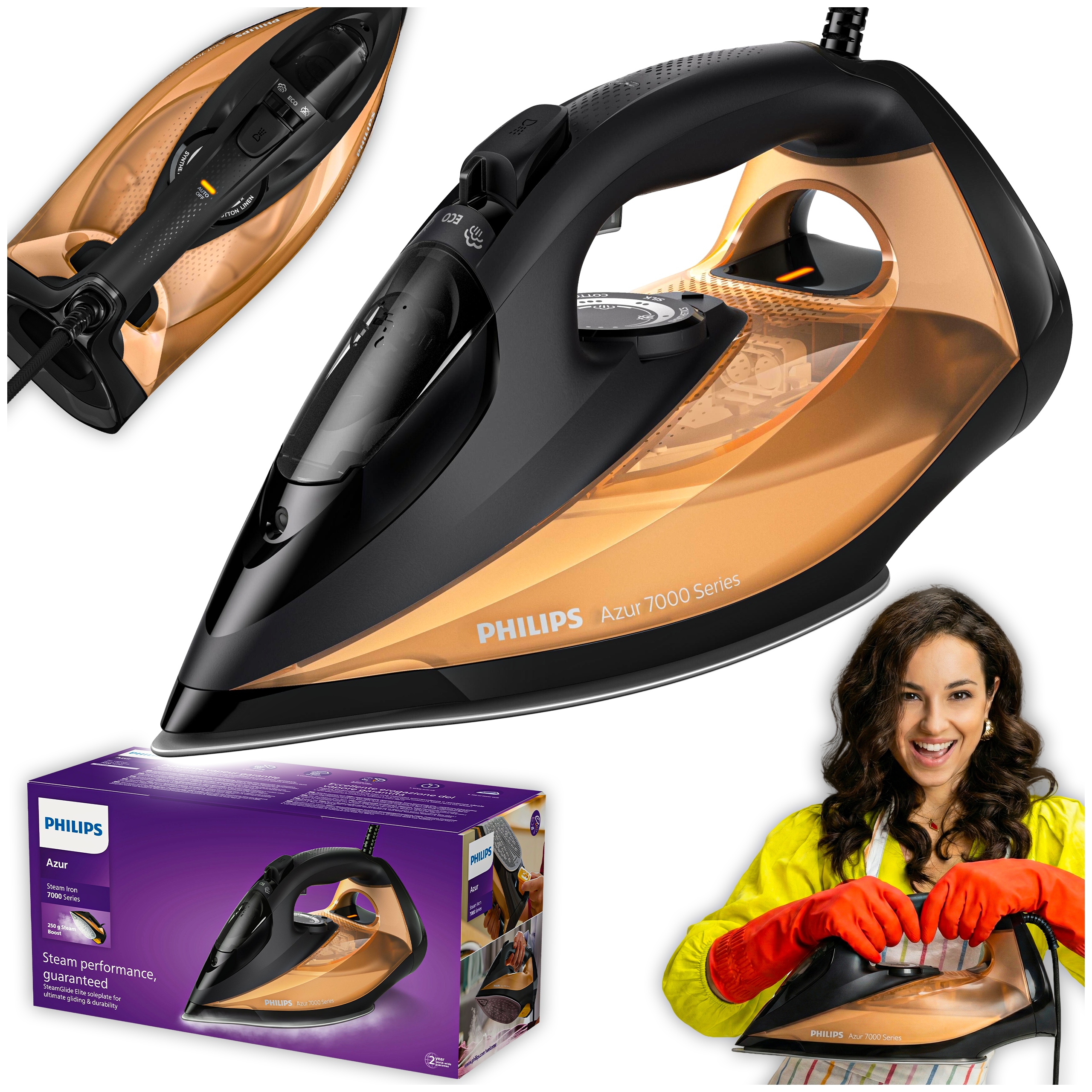 Żelazko parowe Philips Azur 7000 Series 2800W regulacja pary trwała stopa