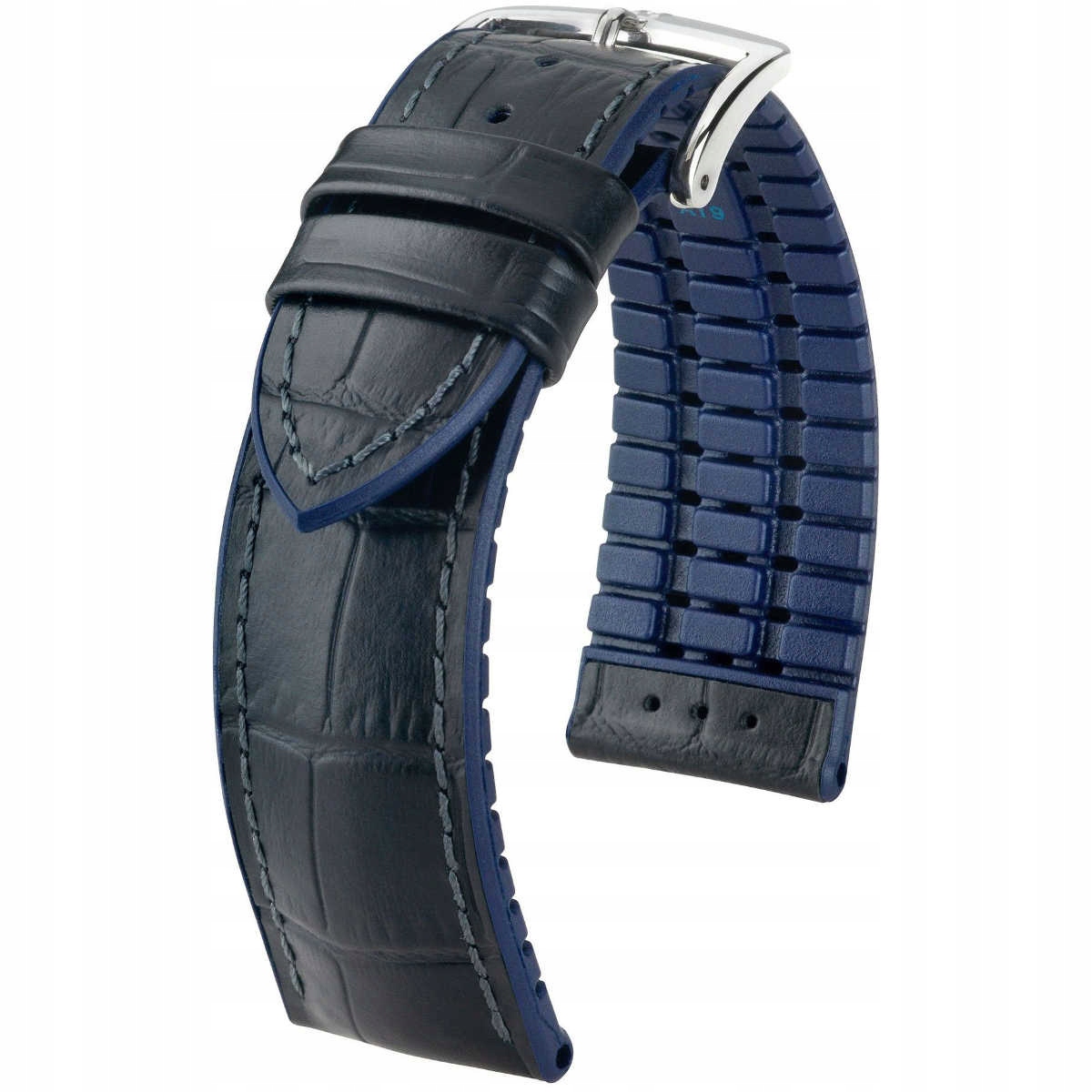 Černo-modrý kožený opasek 22 mm Hirsch Andy 0928028050-2-22 (L)