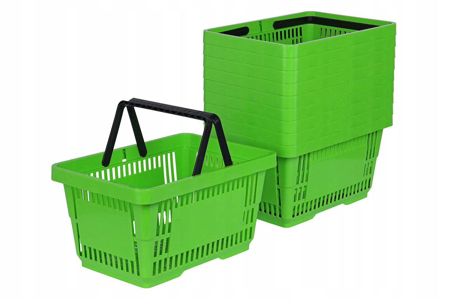 Sada 10 ks košíků 22 l se dvěma rukojeťmi Světle zelená RAL6018