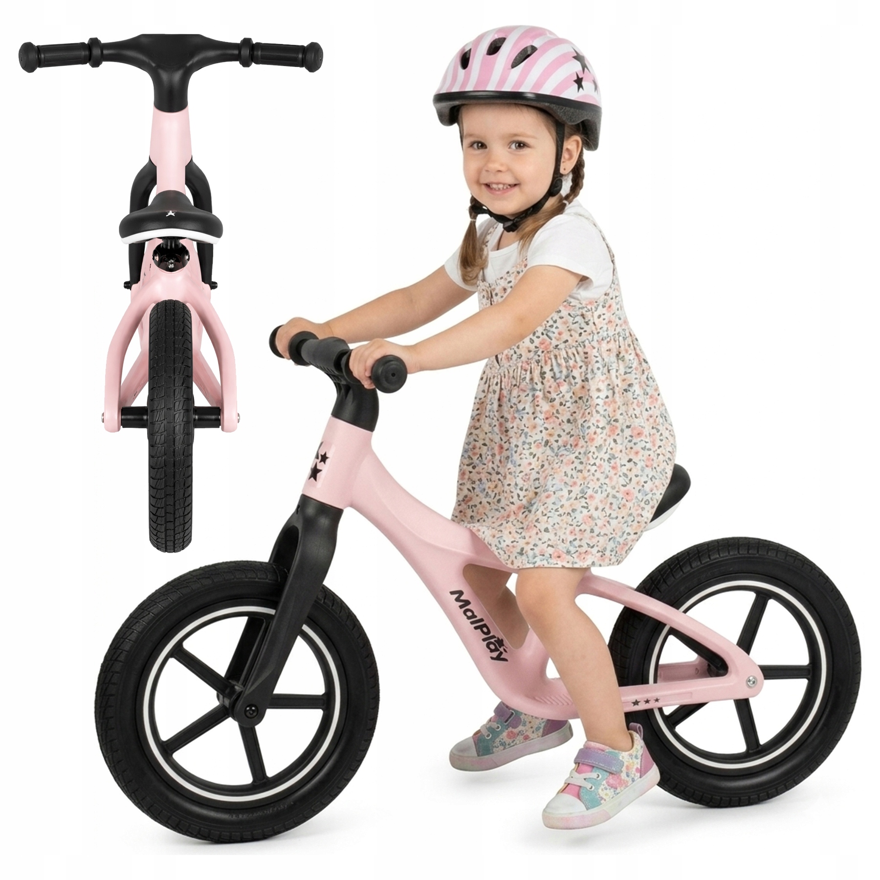 Rowerek Biegowy Dla Dzieci Od 2 lat Regulowany Biegówka Różowy Koła 12''