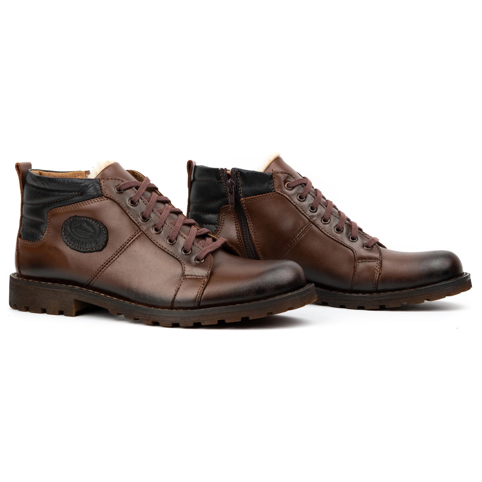 Buty męskie skórzane zimowe 865MP brązowe 48 Marka Olivier