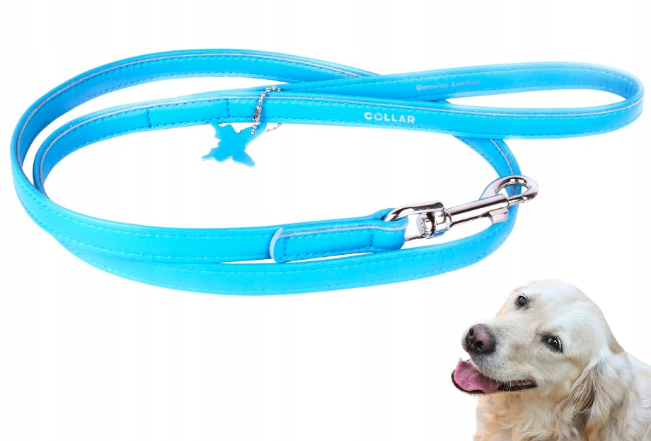 Levně Vodítko pro psa kočku kožená Waudog COLLAR122CM/18MM Modrá