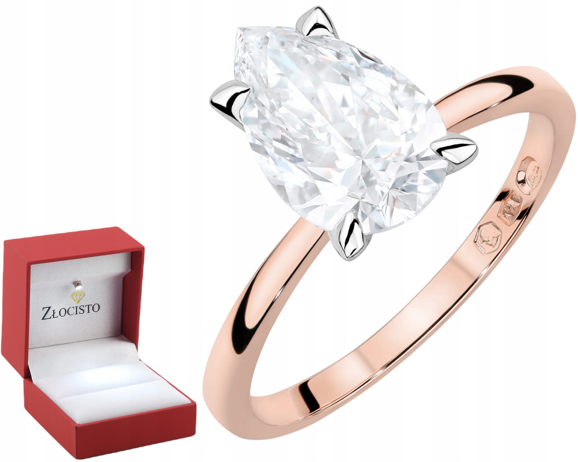 Růžové Zlato Prstýnek Laboratoriánský Diamant Jako Dárek Zlato 585 14K