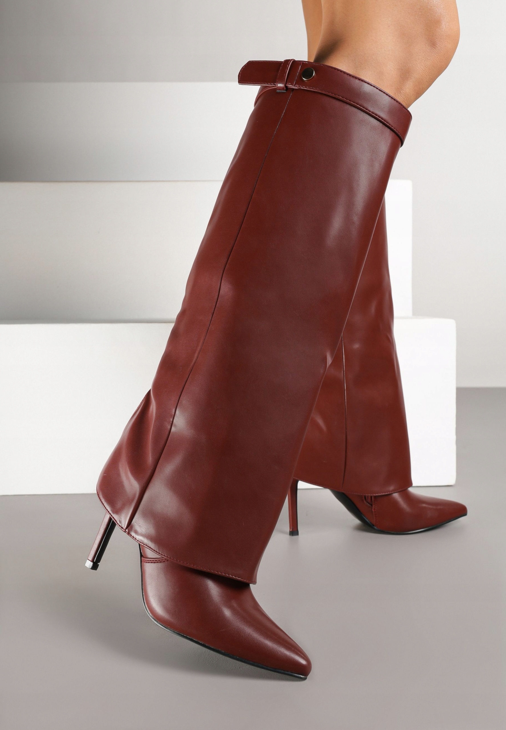 Born2Be Bordové dámské kozačky 40 Ekokůže