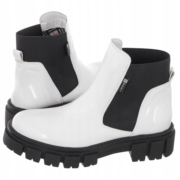Kožené dámské boty Kotníkové Boty Nessi Bílé lakované 21095