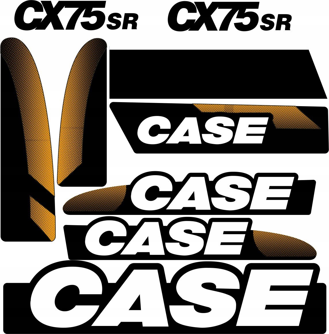 

Naklejki Case CX75SR Laminowane Koparka CX75 Sr