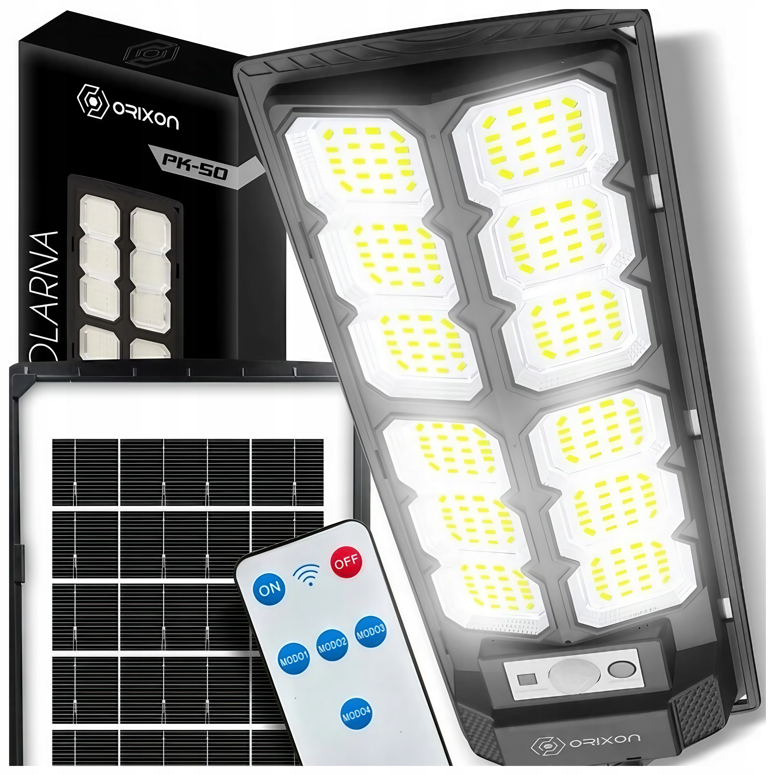 LAMPA SOLARNA ZEWNĘTRZNA LED ULICZNA Z CZUJNIKIEM RUCHU I ZMIERZCHU 3000W