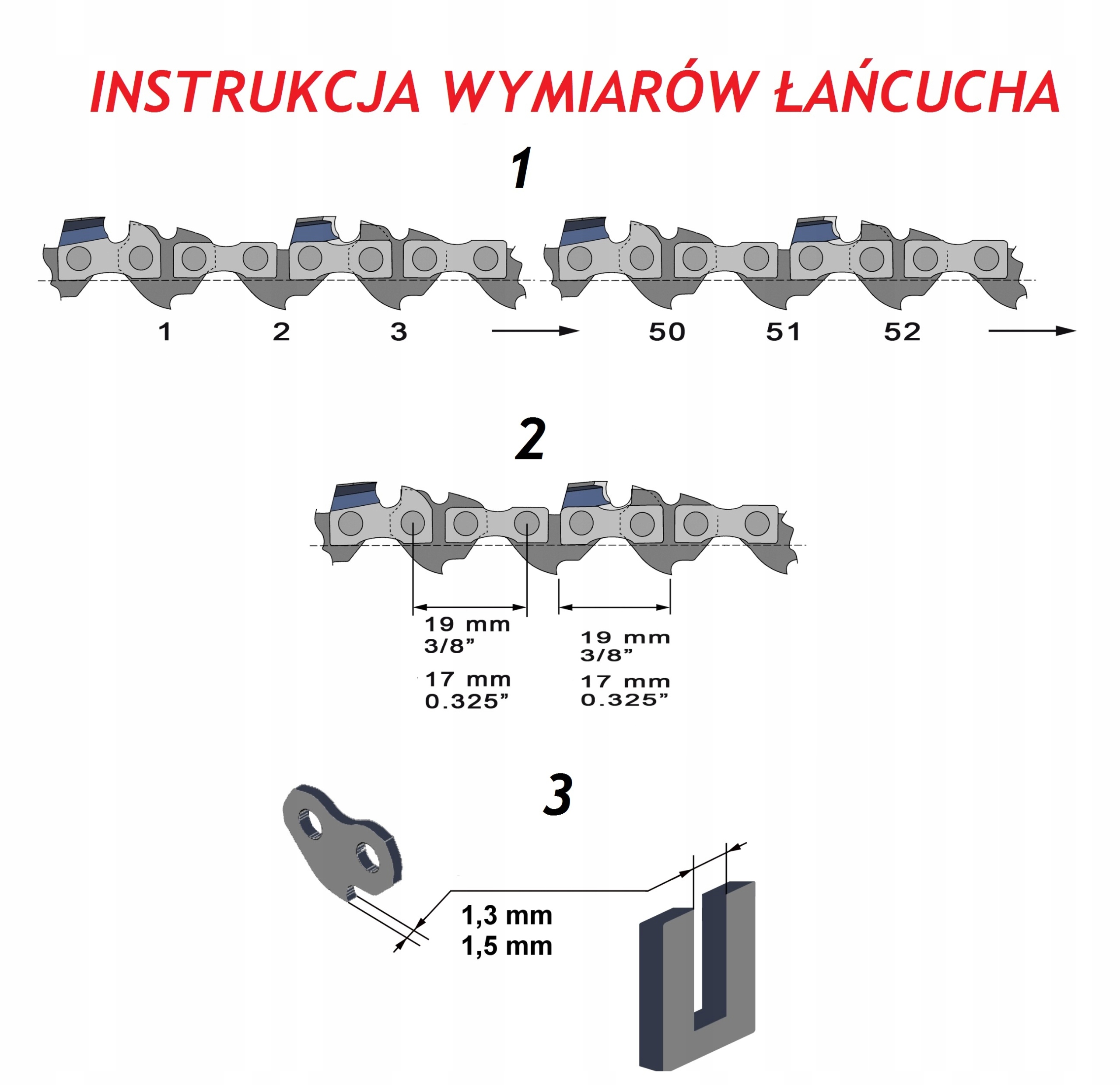 PROWADNICA DO PIŁY 2 ŁAŃCUCHY 45cm 16'' 64 1,5 325 Marka Adeytos