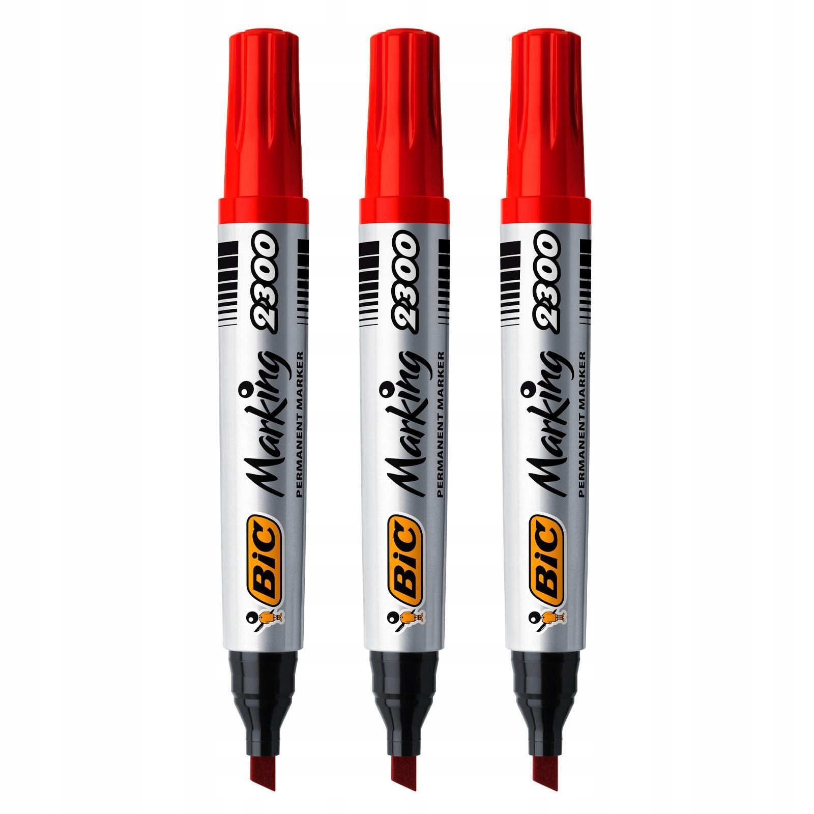 BIC ZESTAW MARKER PERMANENTNY 2300 CZERWONY ŚCIĘTA KOŃCÓWKA ALKOHOLOWY x3