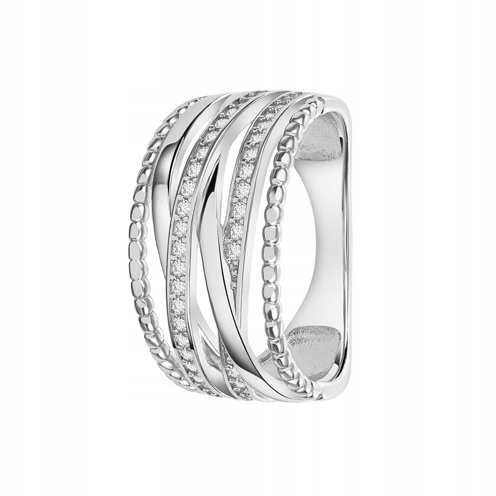 Pierścionek srebrny pleciony z cyrkonii 1,1 cm 23 Sadva