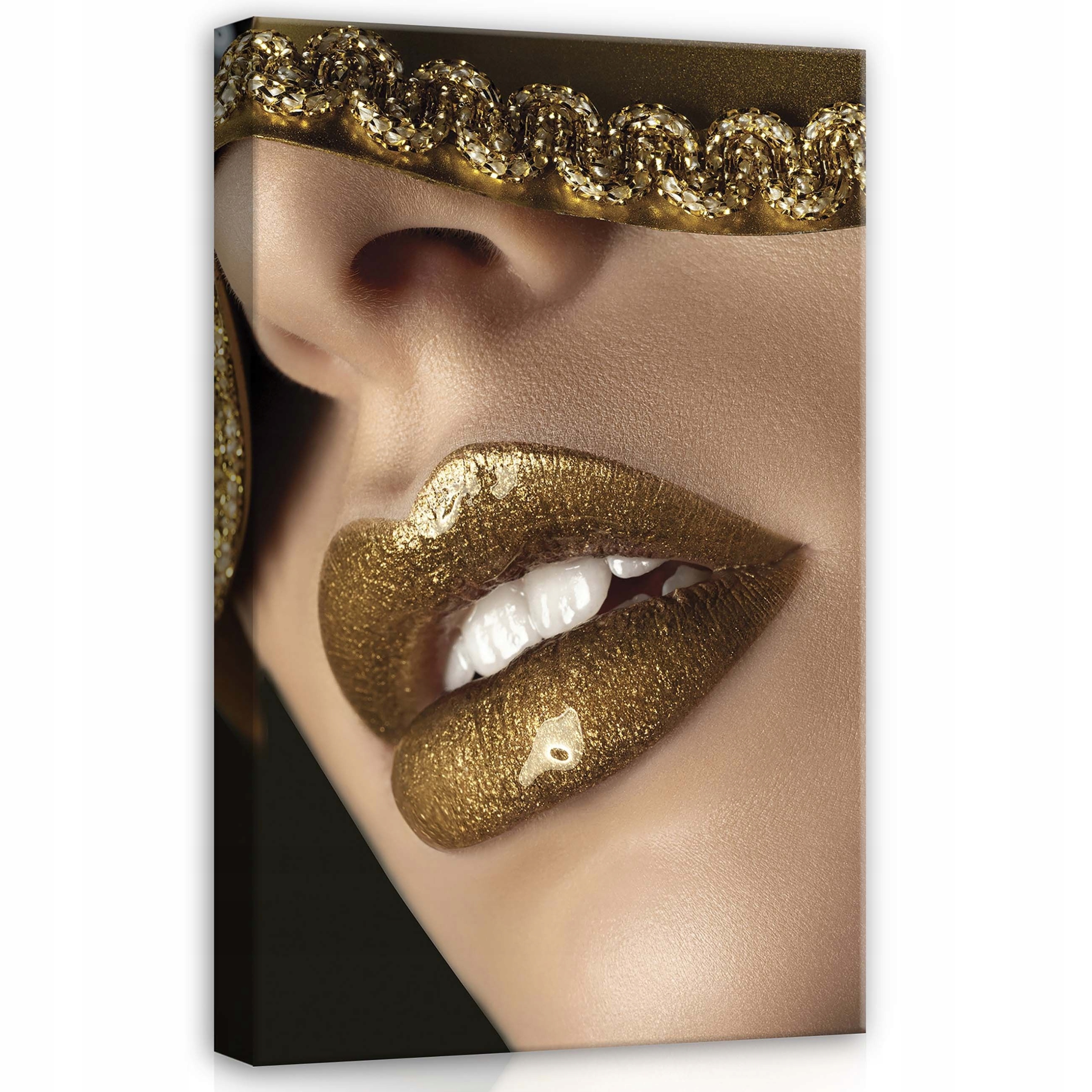 Obraz 80x120 Zlaté rty luxus glamour smyslnost tajemství lesk