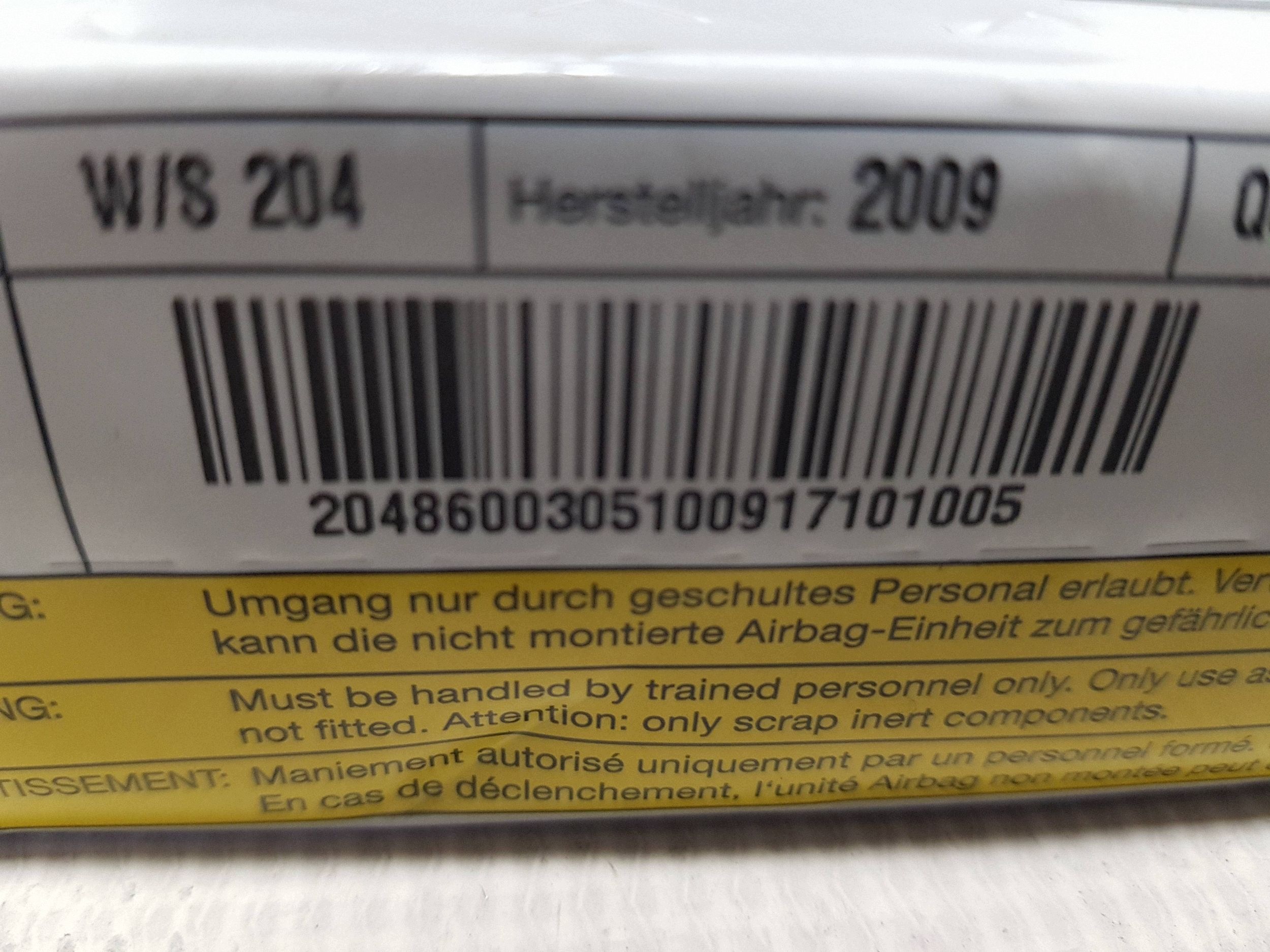 airbag airbag KANAPY left MERCEDES C W204