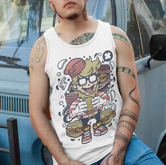 TANK TOP ANIMOWANE HIPSTER BURGER Rozmiar S