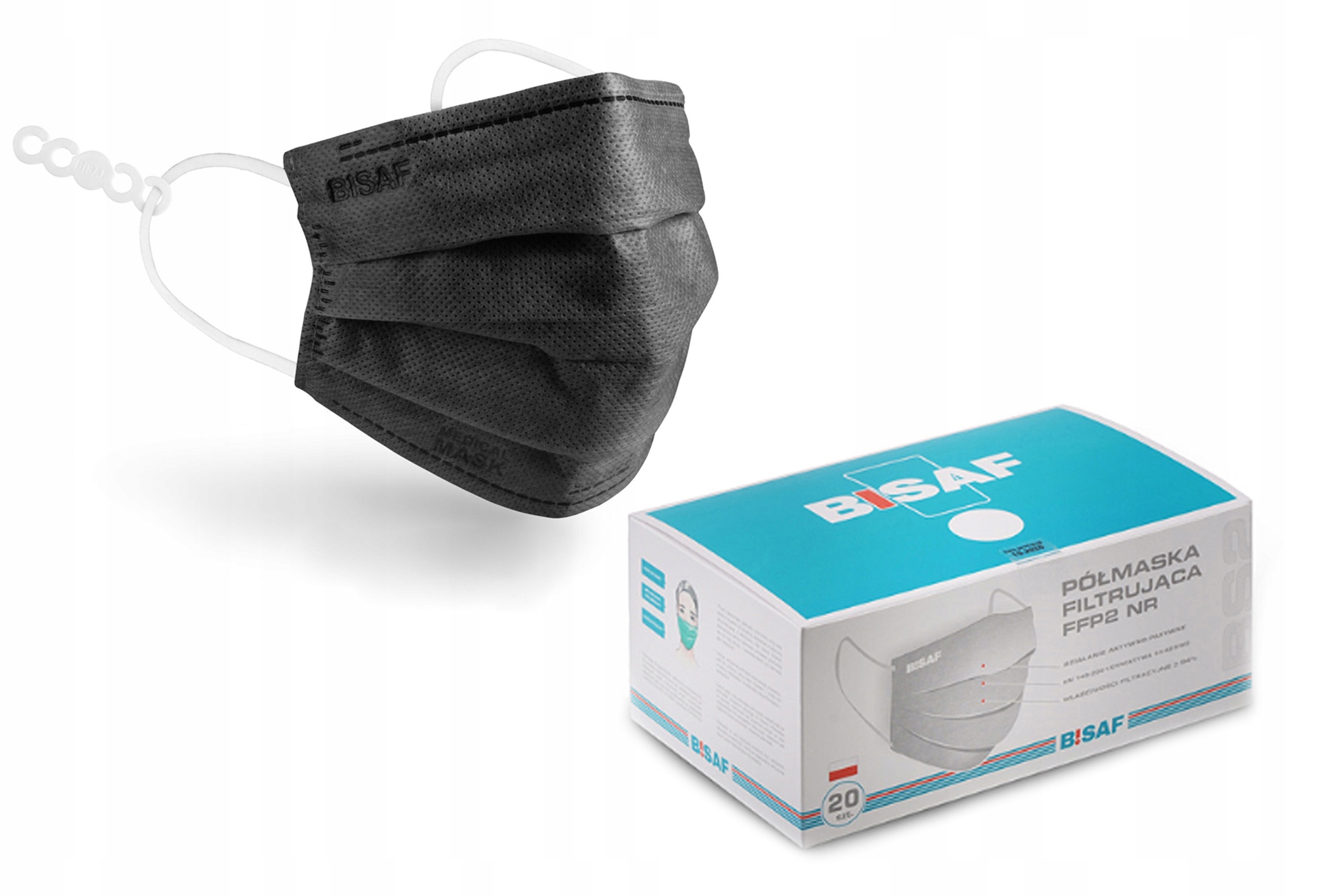 

Maska Maseczka Bisaf BS2 FFP2 kolor czarny- 20 szt