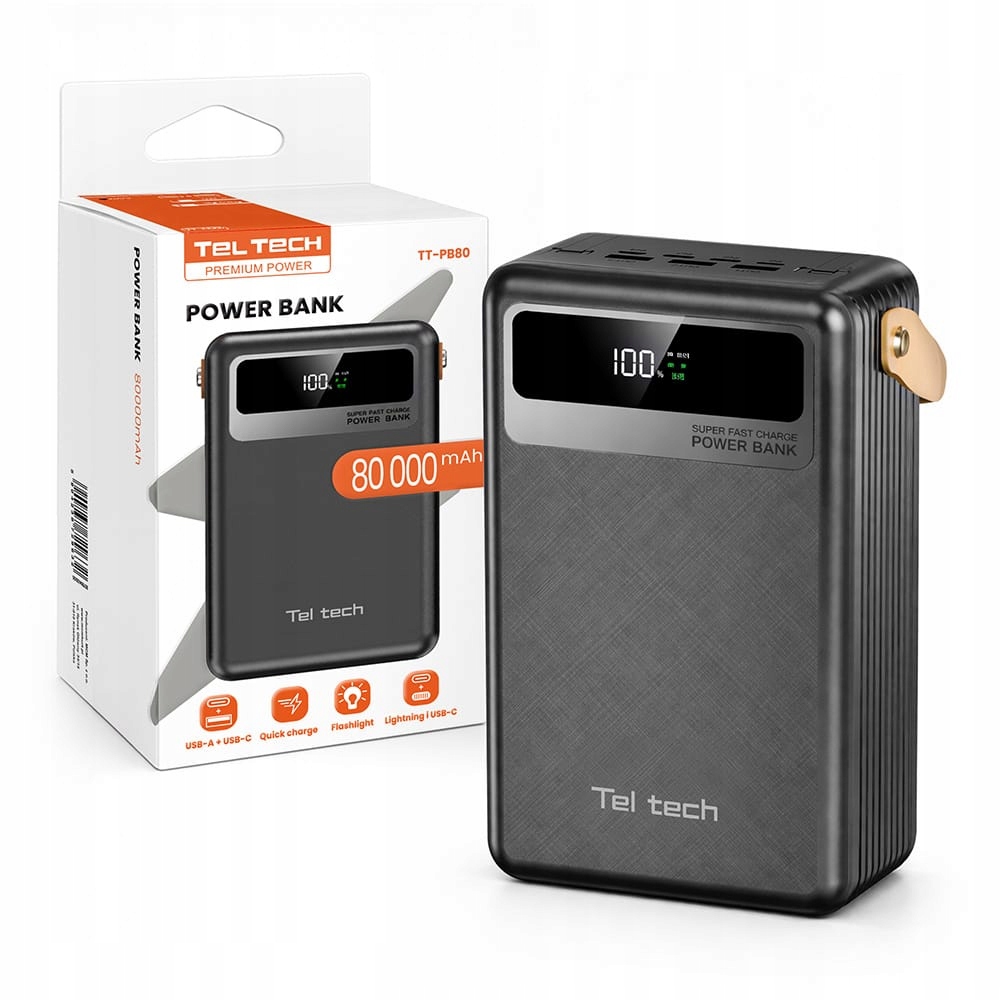 Powerbanka 80000 mAh 5A se svítilnou kabel pro osvětlení Usb C