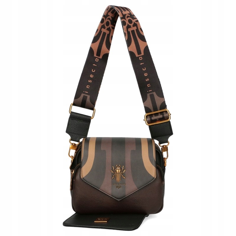 Dámská kabelka Ego s vyměnitelnými klopami, malá, černá, čokoládová kůže