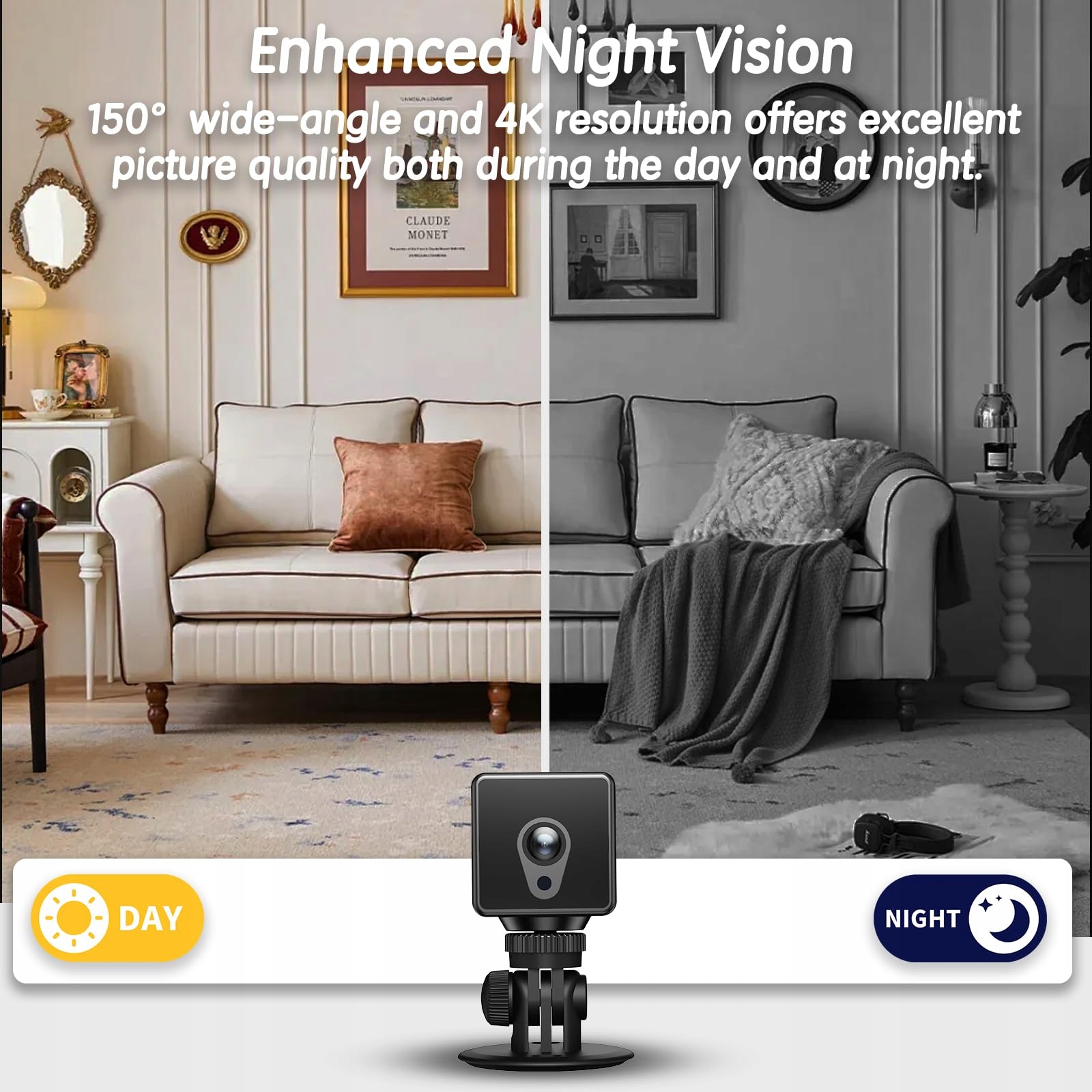 EKJANEPE 4K HD Mini Kamera WiFi Do Monitoringu Wewnętrznego Nocą — miniatura 4