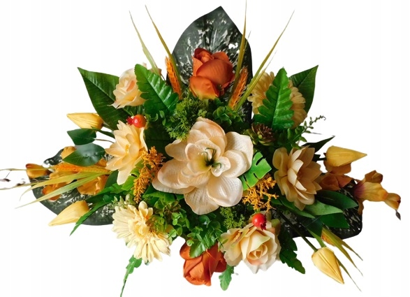 

Stroik na grób, clivia, róża, kremowo- brązowy