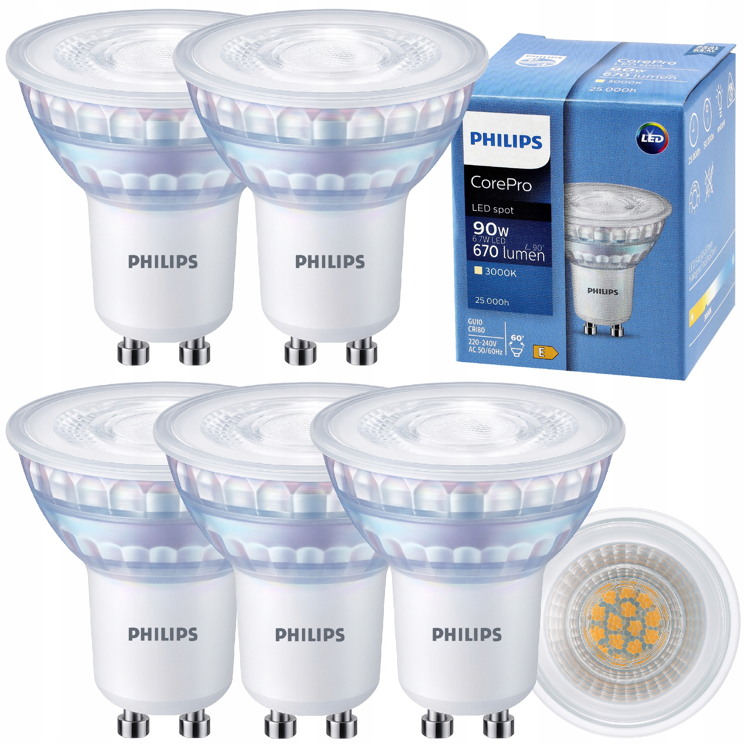 Philips Led žárovka GU10 6,7W 100W 670lm 3000K Výkonná EyeComfort CorePro 5x