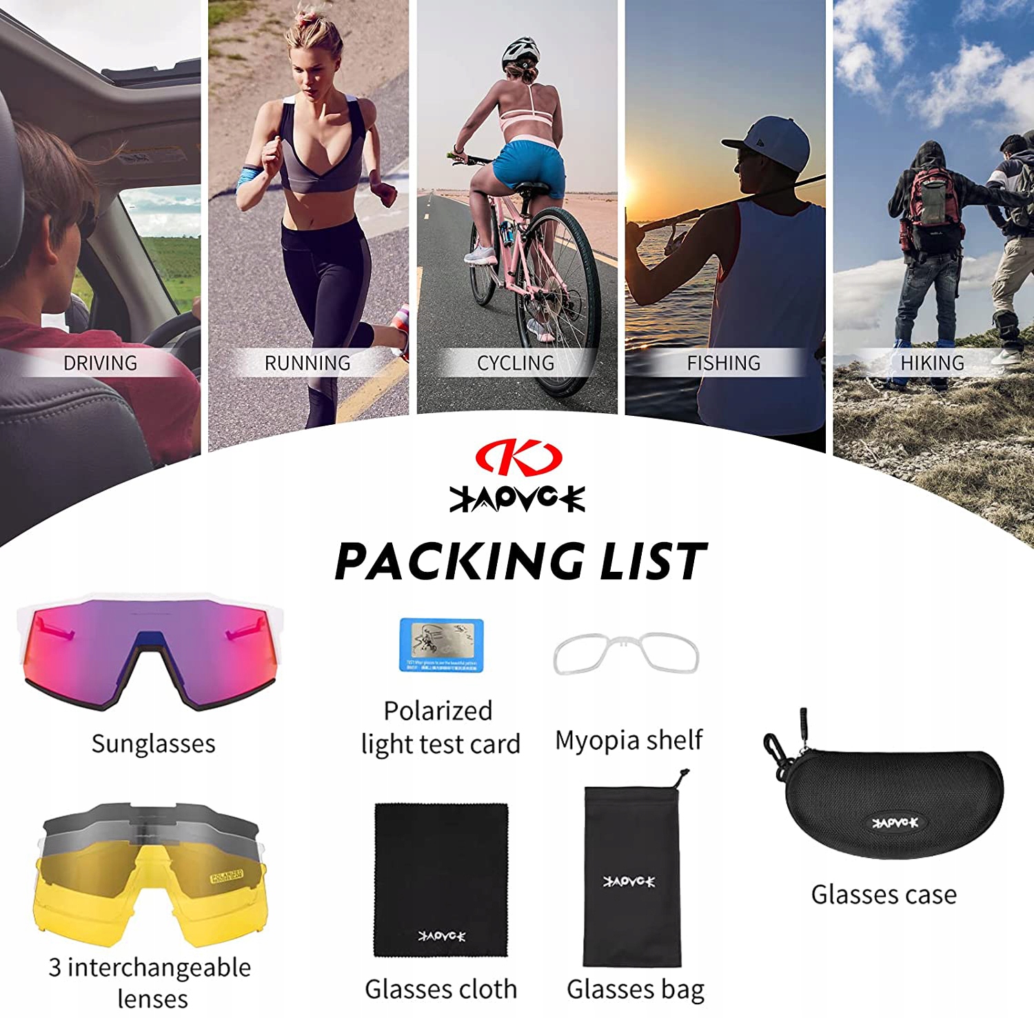 SPOLARYZOWANE OKULARY ROWEROWE SPORTOWE OKULARY Marka Kapvoe