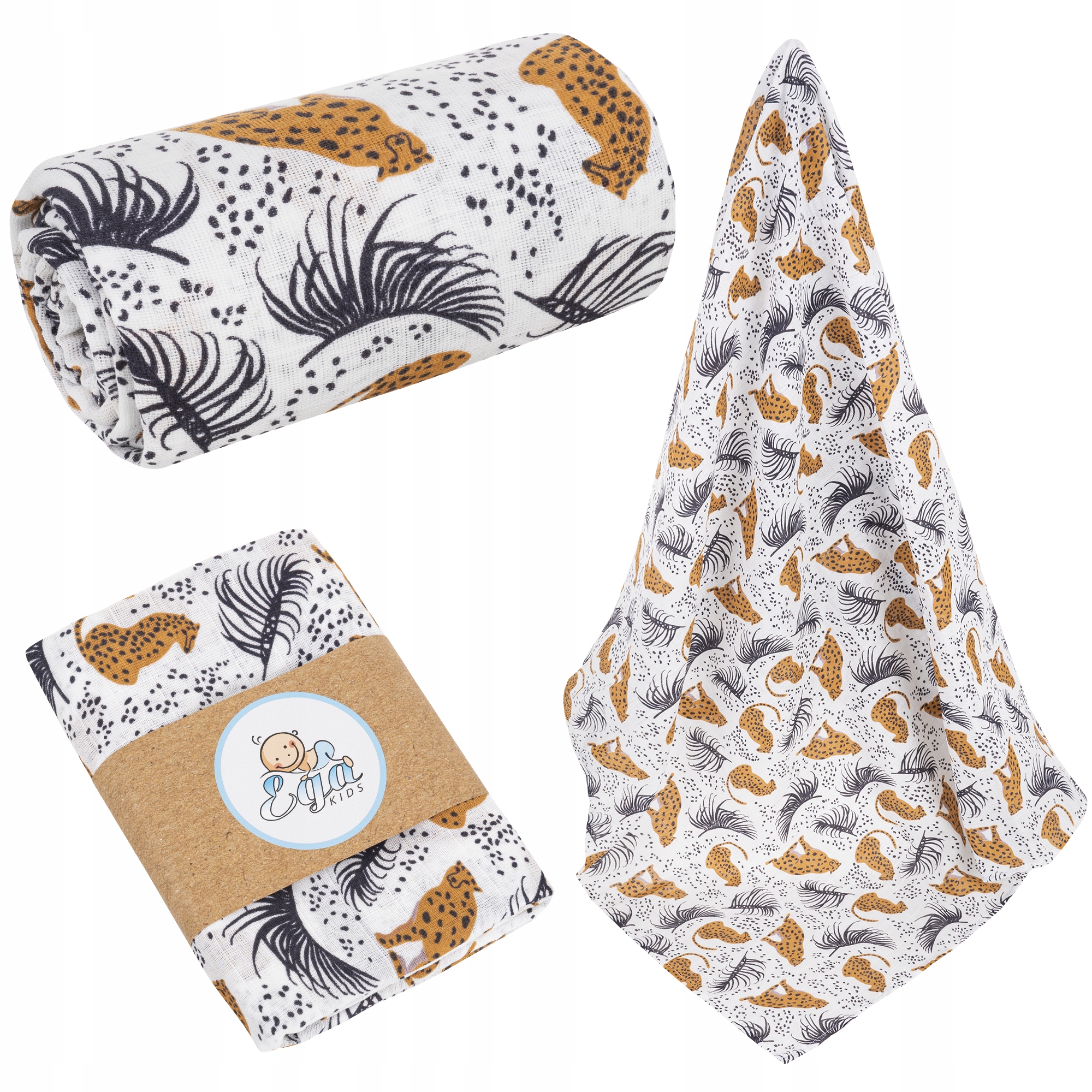 PIELUSZKA MUŚLINOWA DUŻA OTULACZ MIĘKKI KOCYK WZORZYSTY ZWIERZĄTKA 120x120