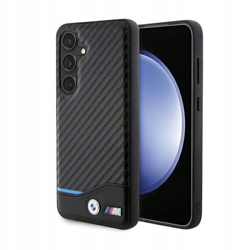Bmw Leather Carbon Blue Line – Pouzdro pro Samsung Galaxy S24 (černé)