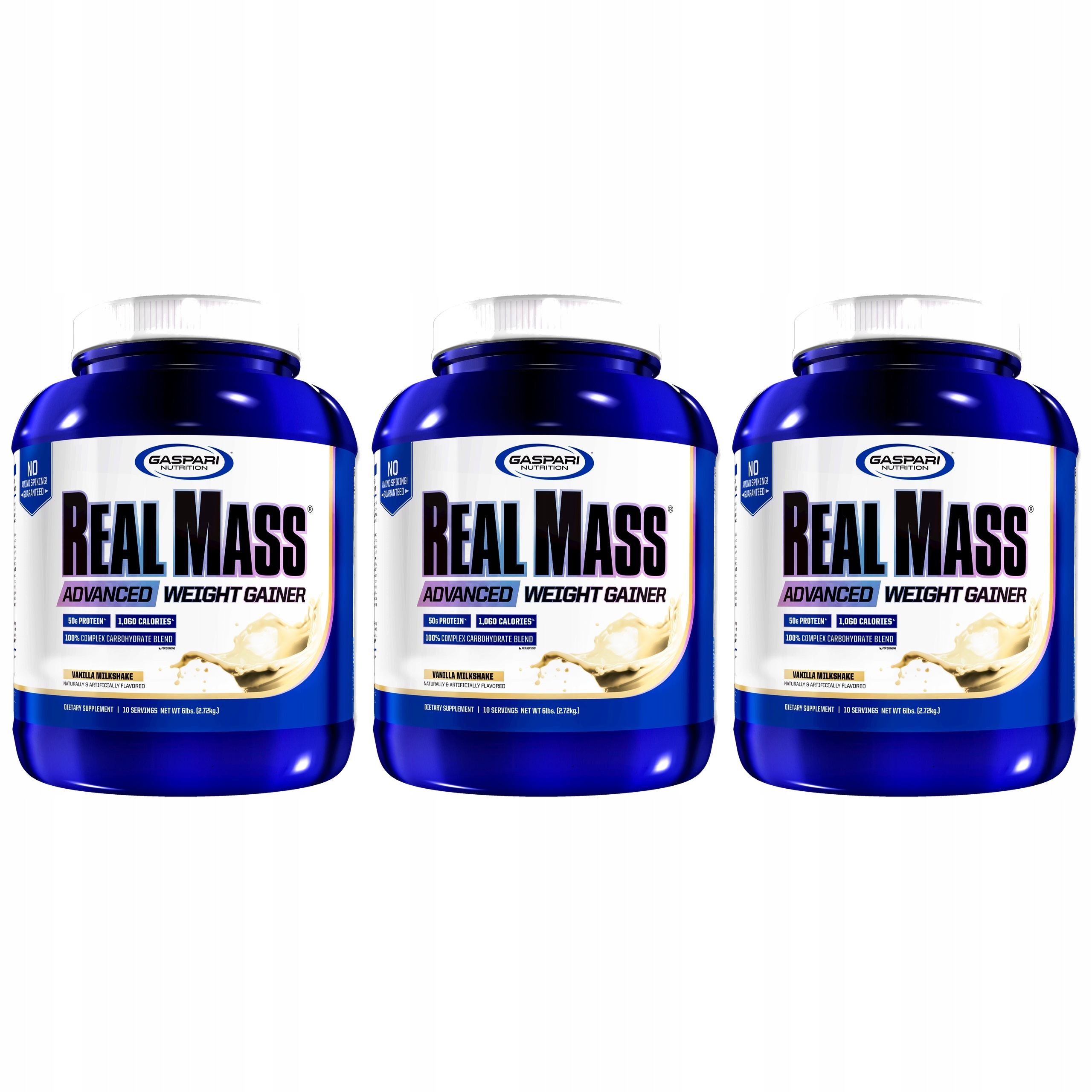 3x Gaspari Nutrition Real Mass 2720 gGAINER Protein Mct Enzymy Doplněk Stravy Protein