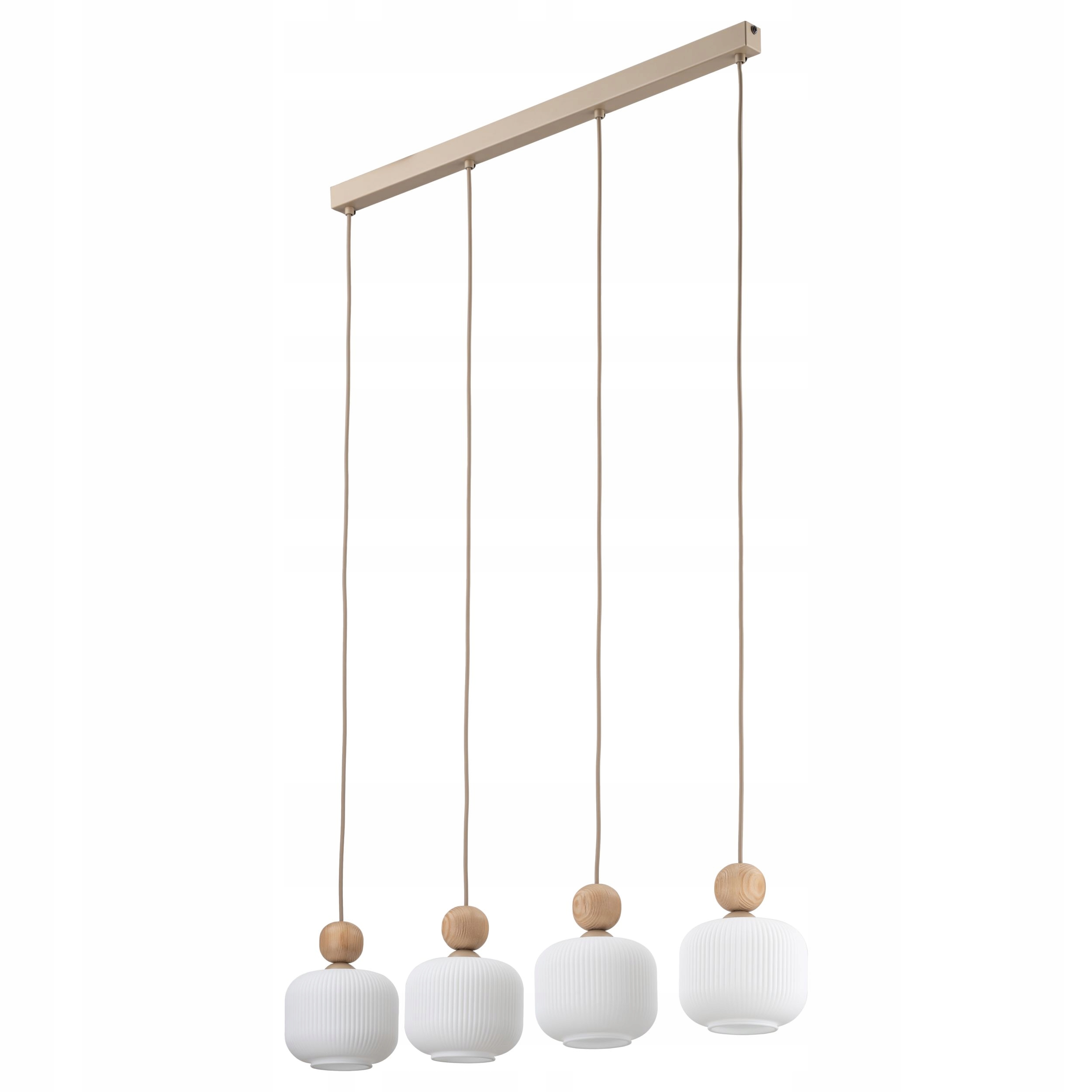 Tk Lighting Lampa wisząca listwa nad blat, białe szklane ryflowane klosze