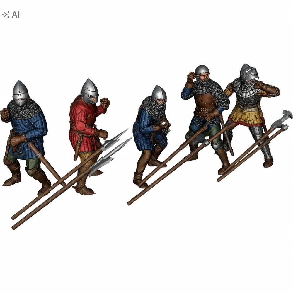 Sada figurek středověkých vojáků Men at Arms Měřítko 1:24