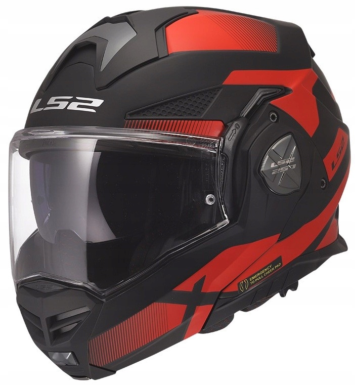 LS2 FF901 Advant X Nova Black Red modulárna čeľusťová prilba s mixom XL